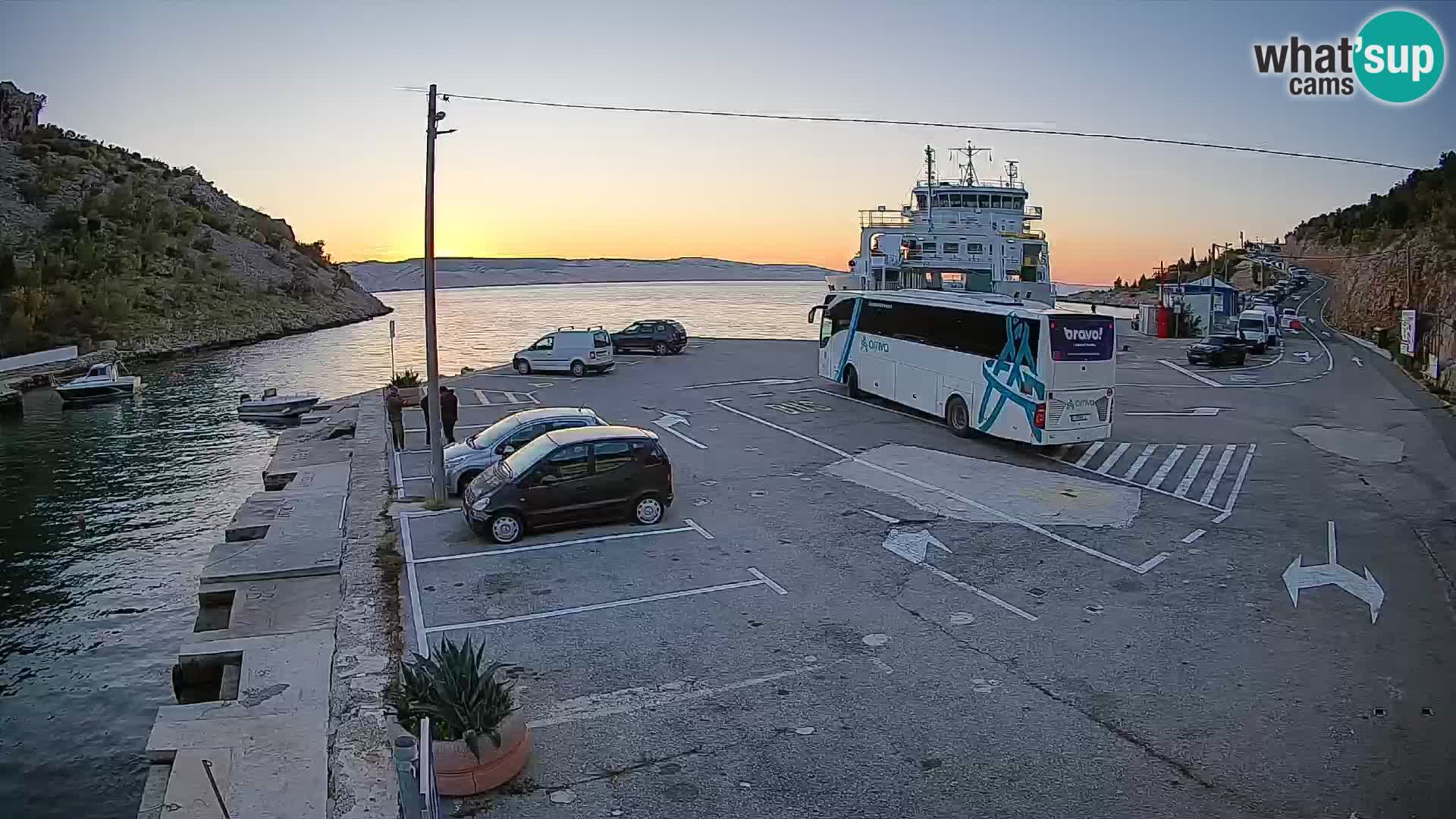 Webcam port de ferry de Prizna – vers l’île de Pag