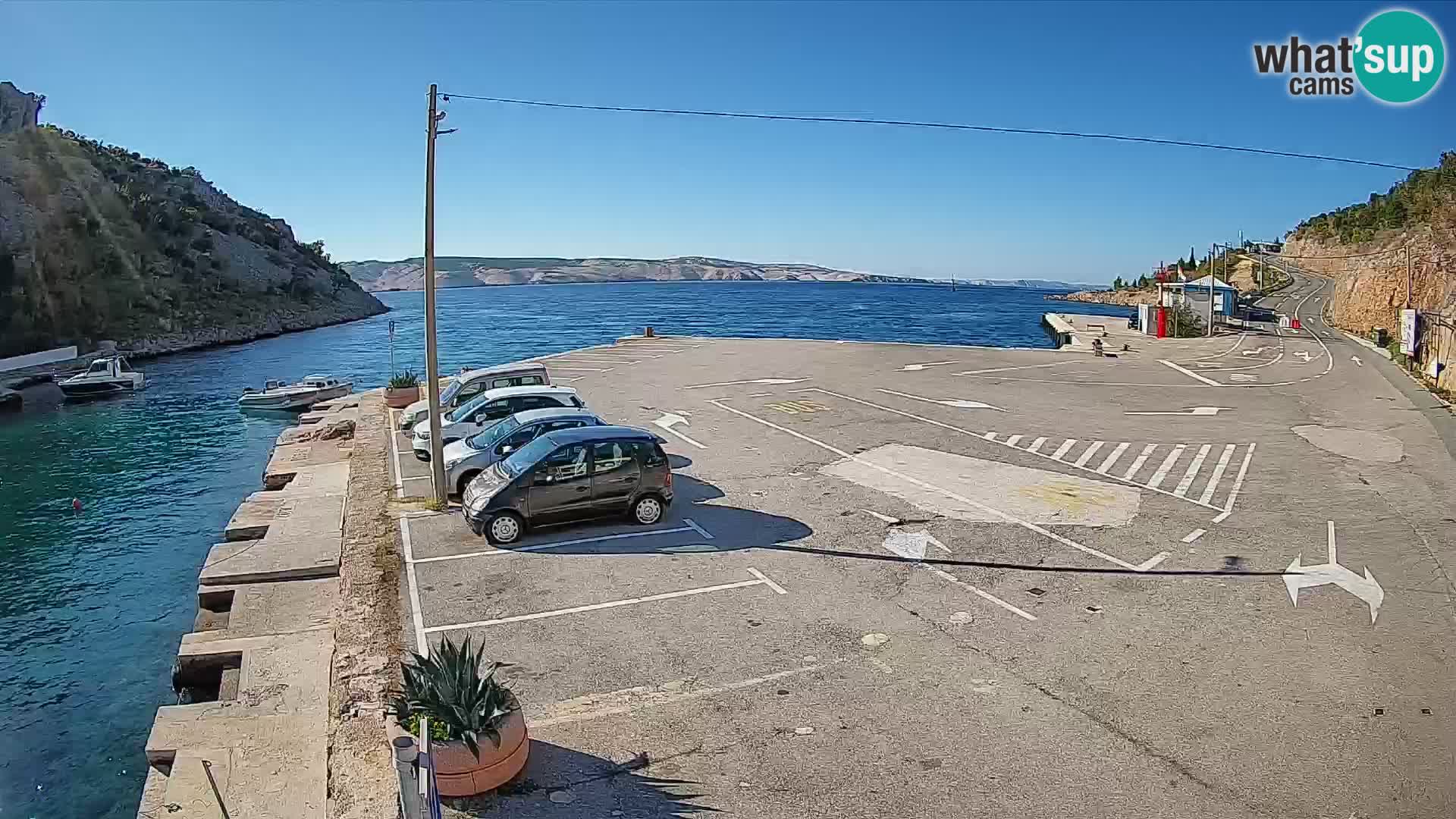 Web kamera trajektna luka Prizna – prema otoku Pag