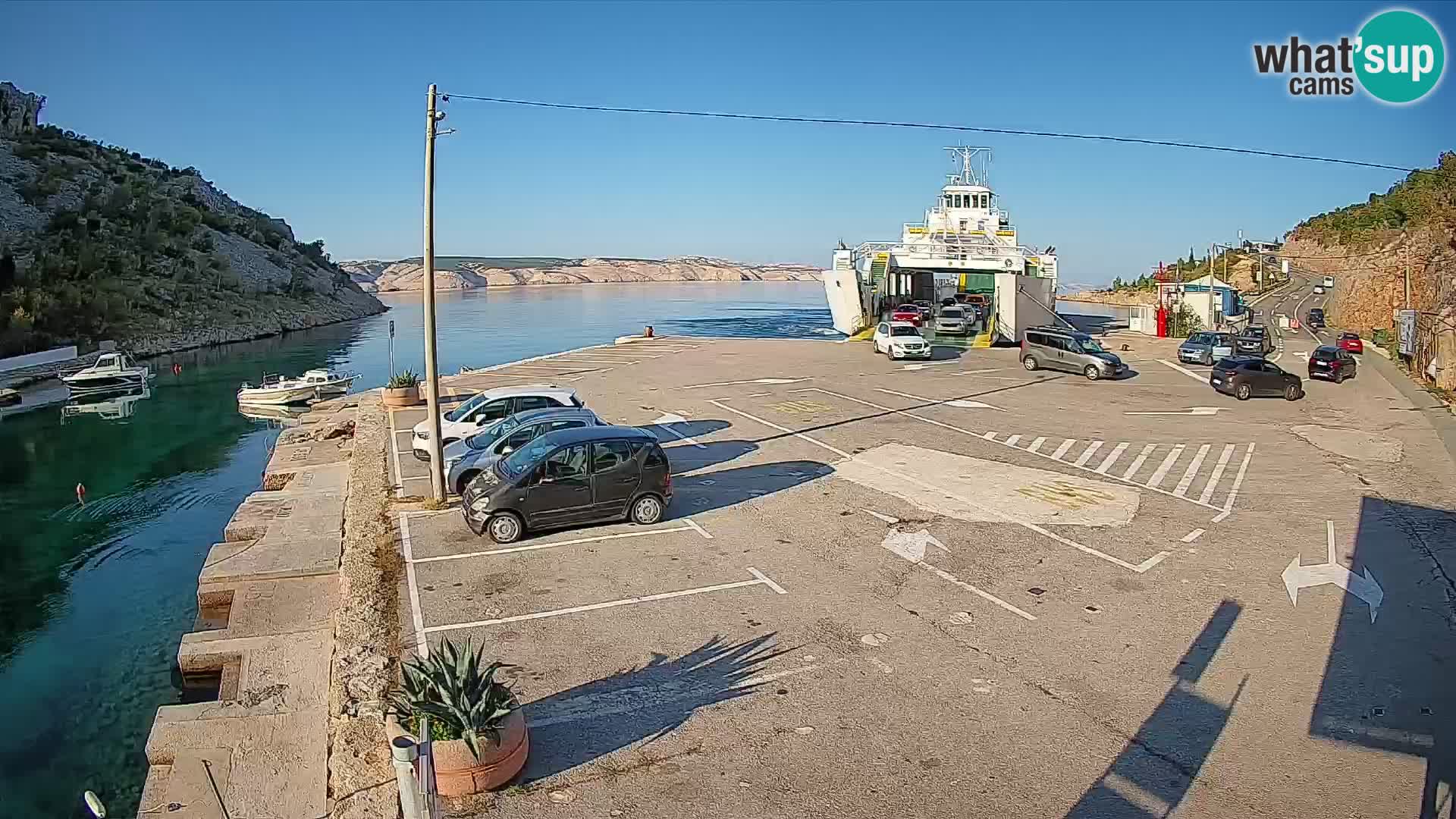 Webcam Fährhafen Prizna – zur Insel Pag