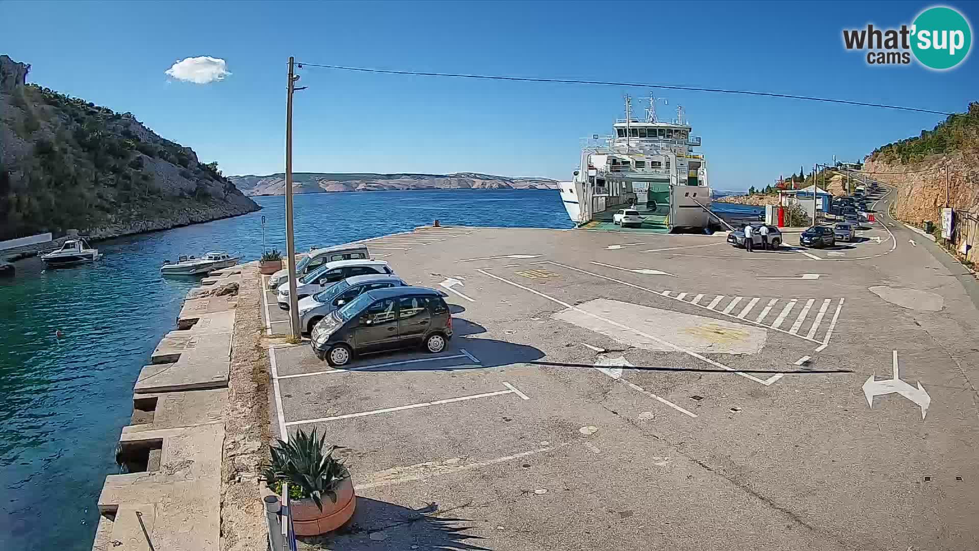 Webcam port de ferry de Prizna – vers l’île de Pag