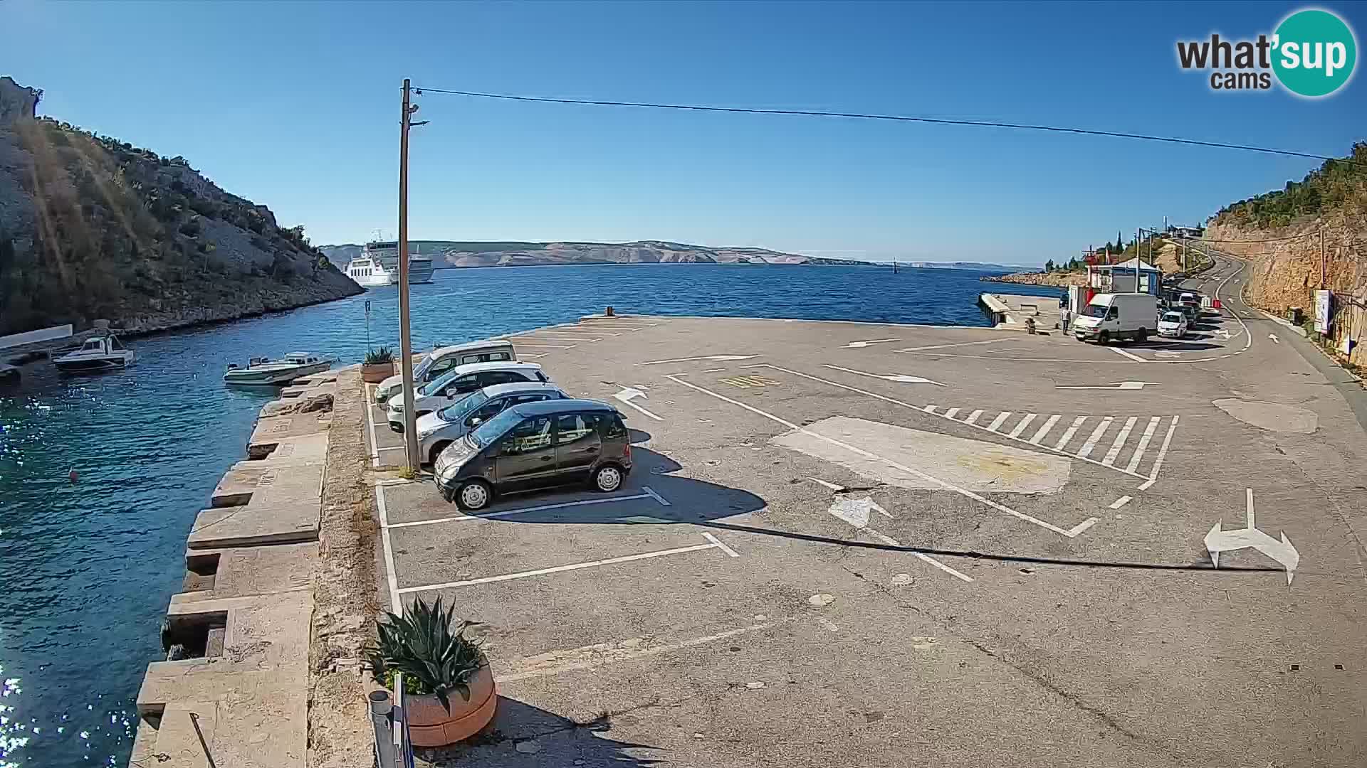 Webcam port de ferry de Prizna – vers l’île de Pag