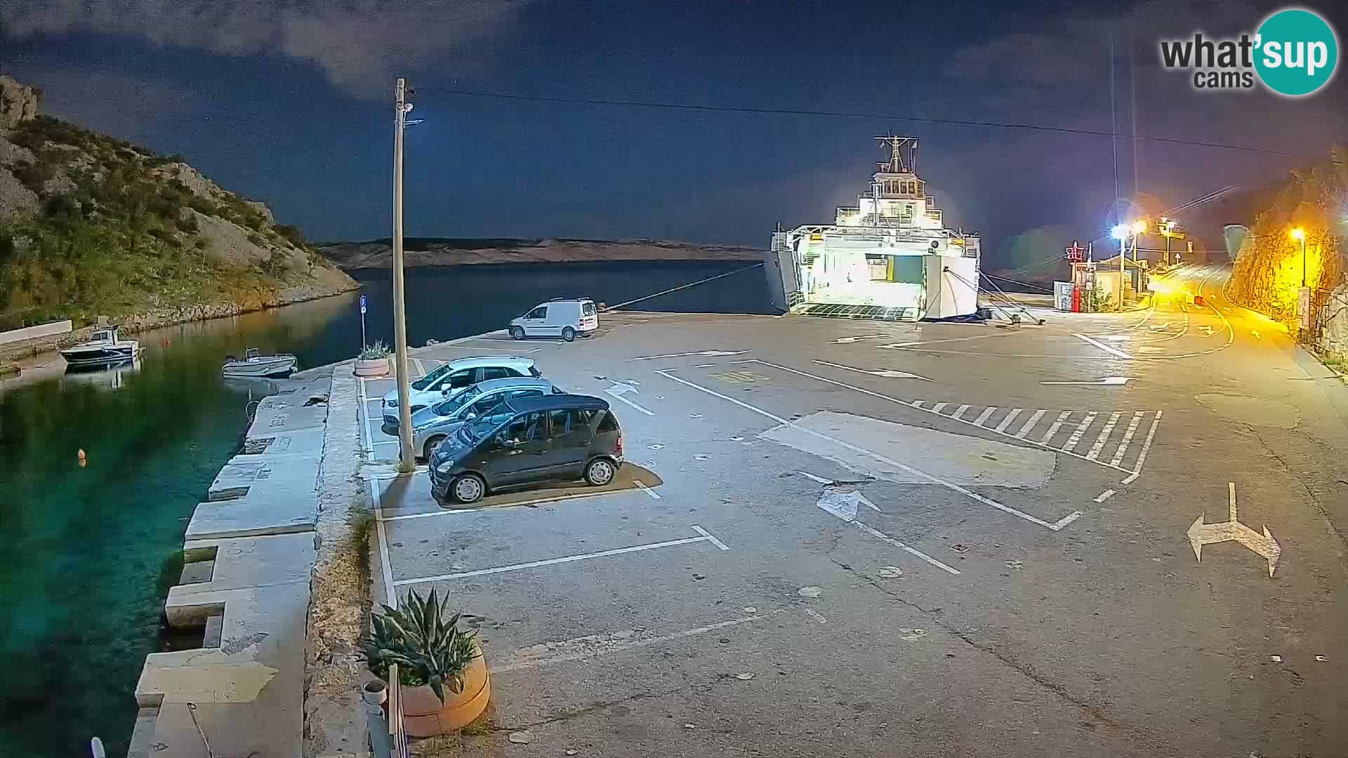 Webcam port de ferry de Prizna – vers l’île de Pag