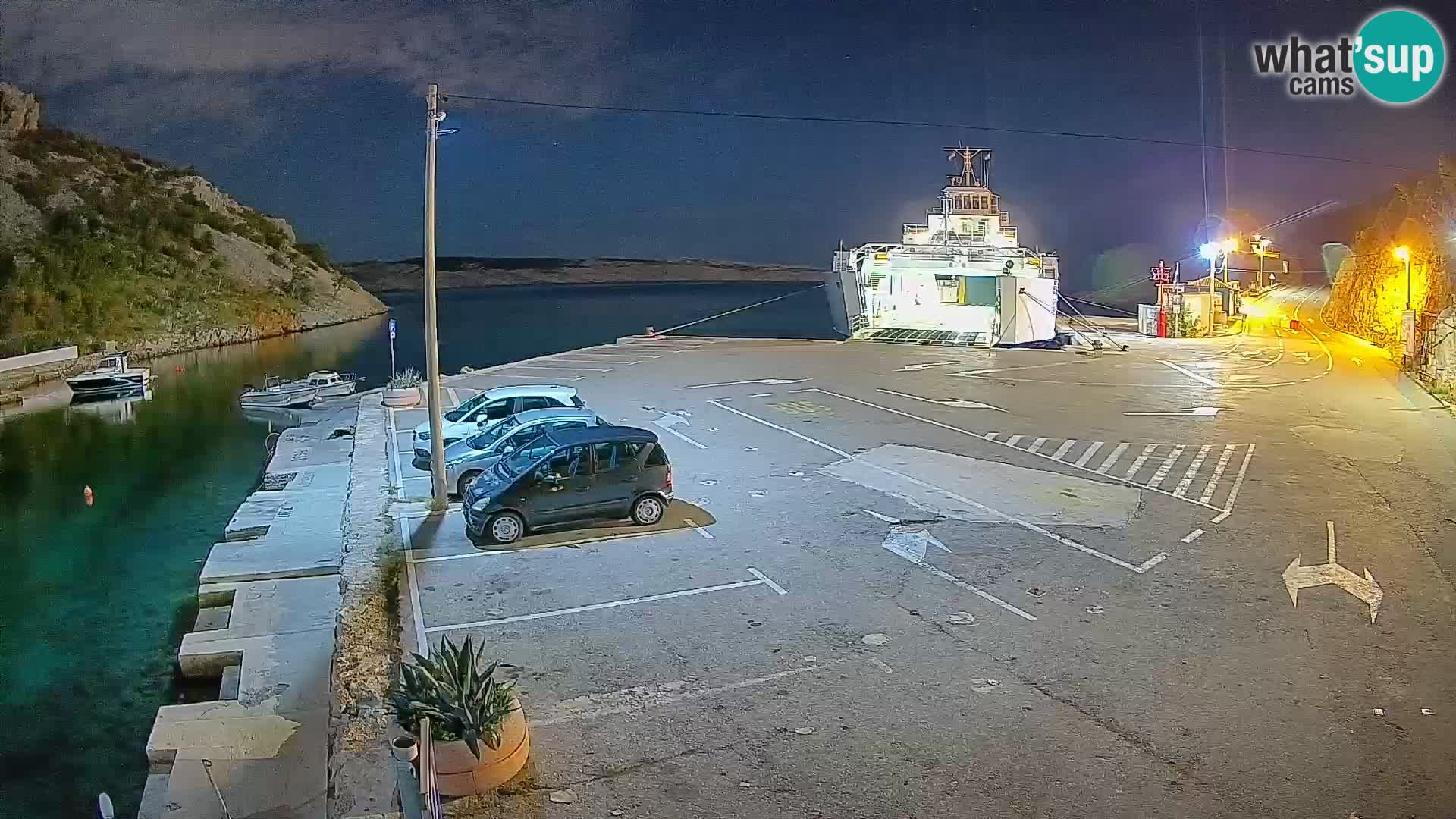 Webcam port de ferry de Prizna – vers l’île de Pag