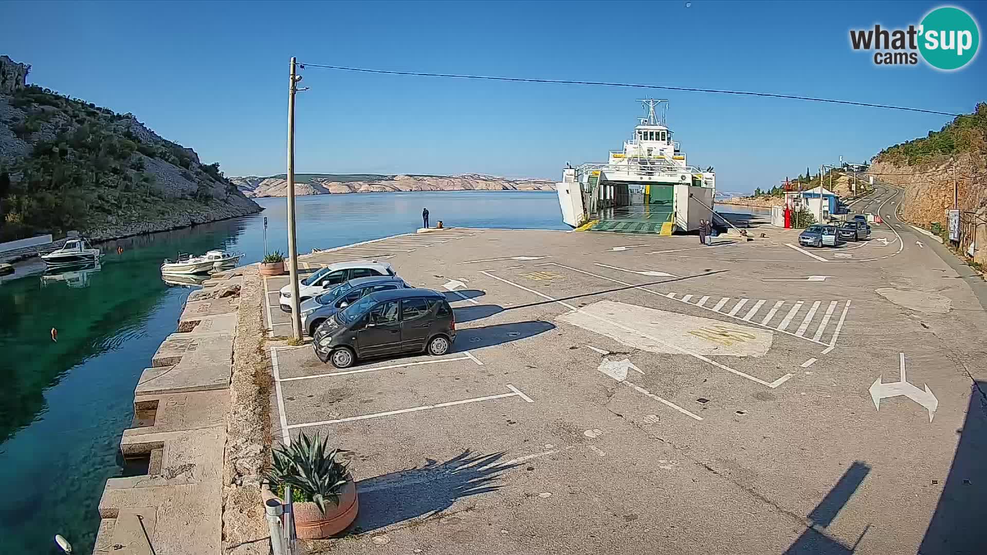 Webcam port de ferry de Prizna – vers l’île de Pag