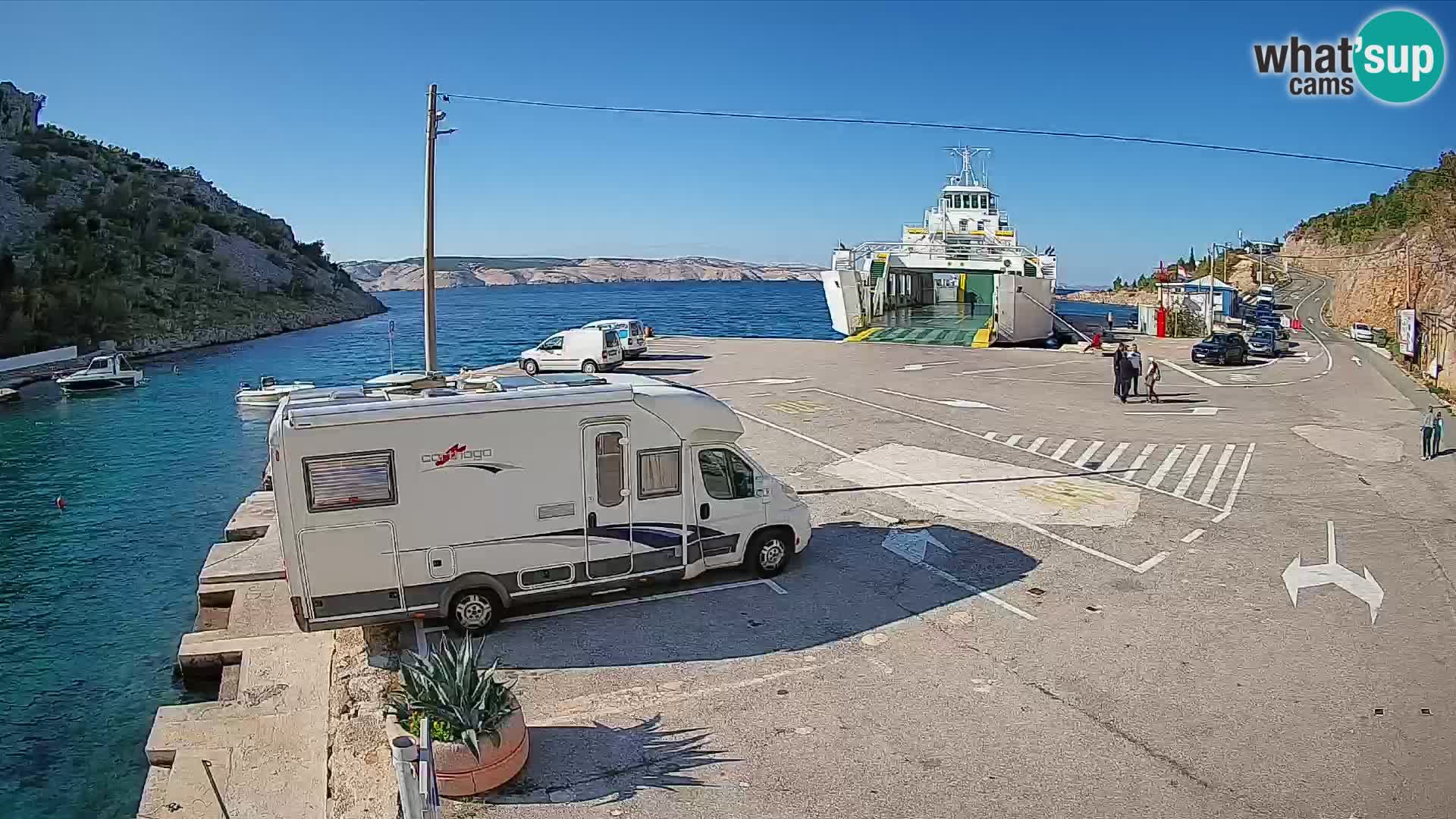 Webcam port de ferry de Prizna – vers l’île de Pag