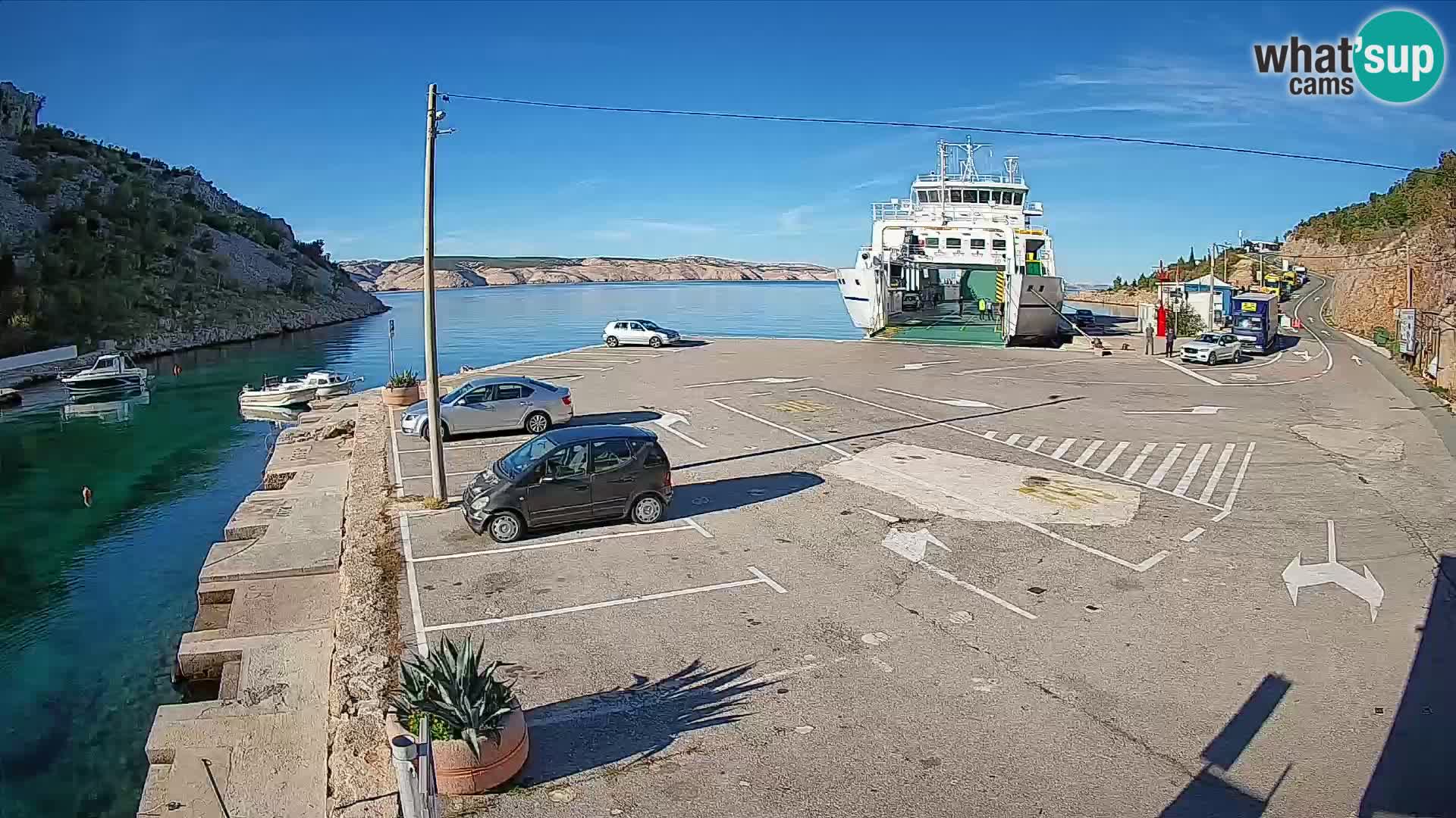 Webcam Fährhafen Prizna – zur Insel Pag