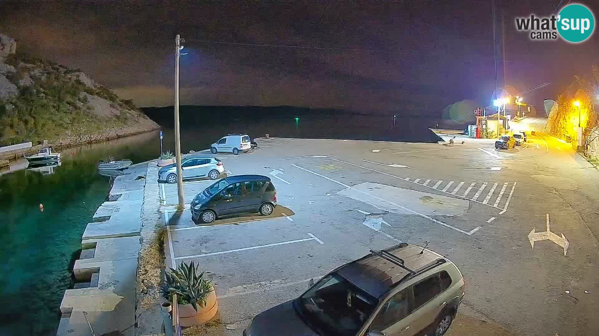 Webcam del puerto de ferris de Prizna – hacia la isla de Pag