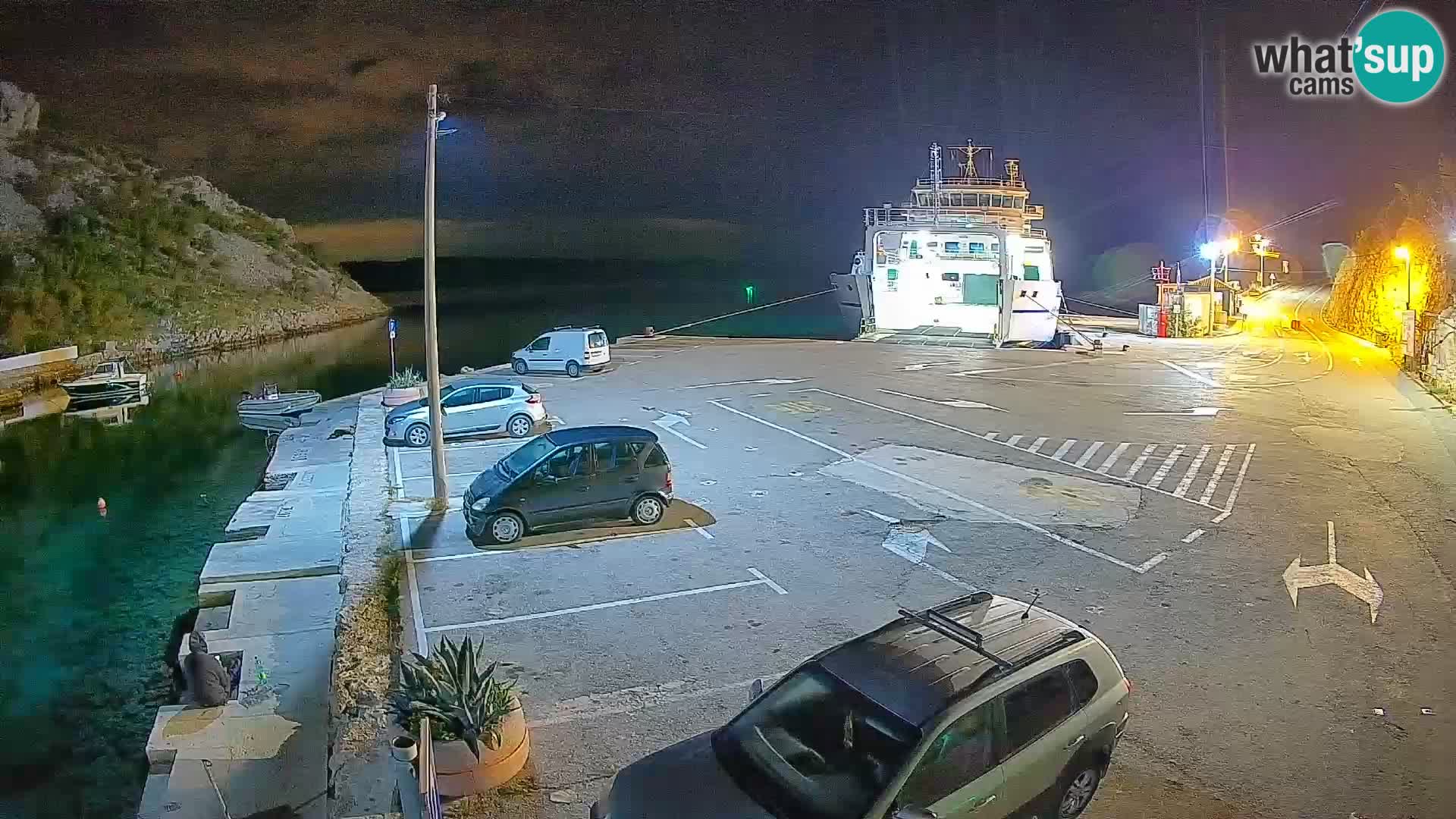 Webcam del puerto de ferris de Prizna – hacia la isla de Pag