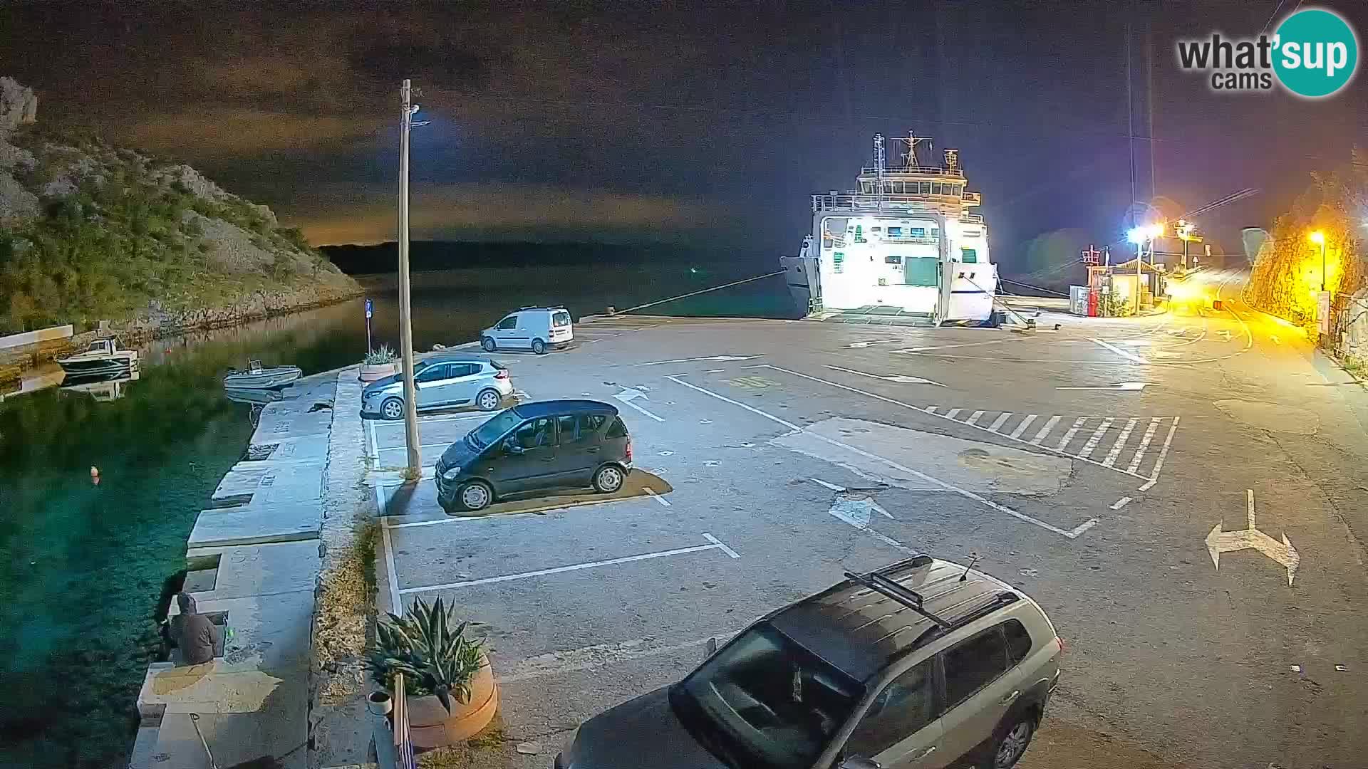 Webcam del puerto de ferris de Prizna – hacia la isla de Pag