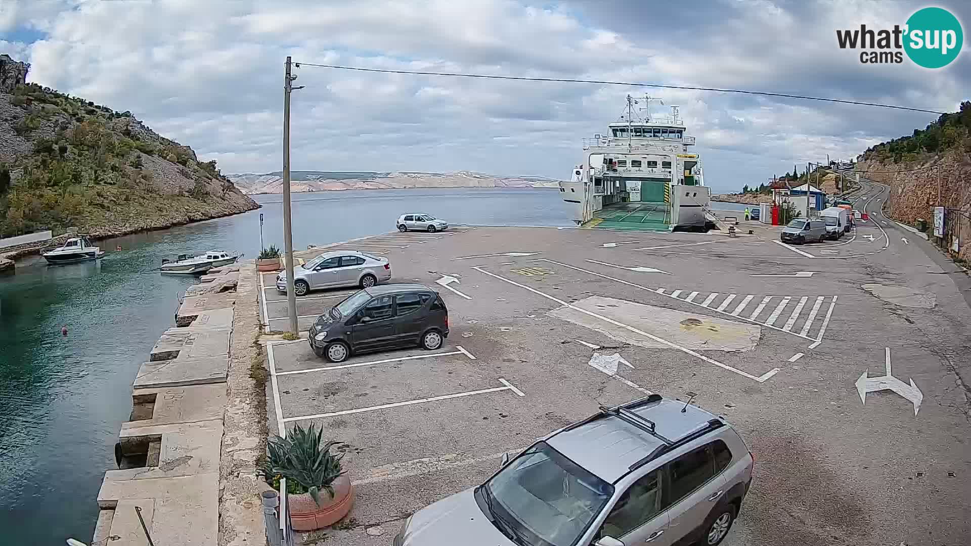 Webcam port de ferry de Prizna – vers l’île de Pag