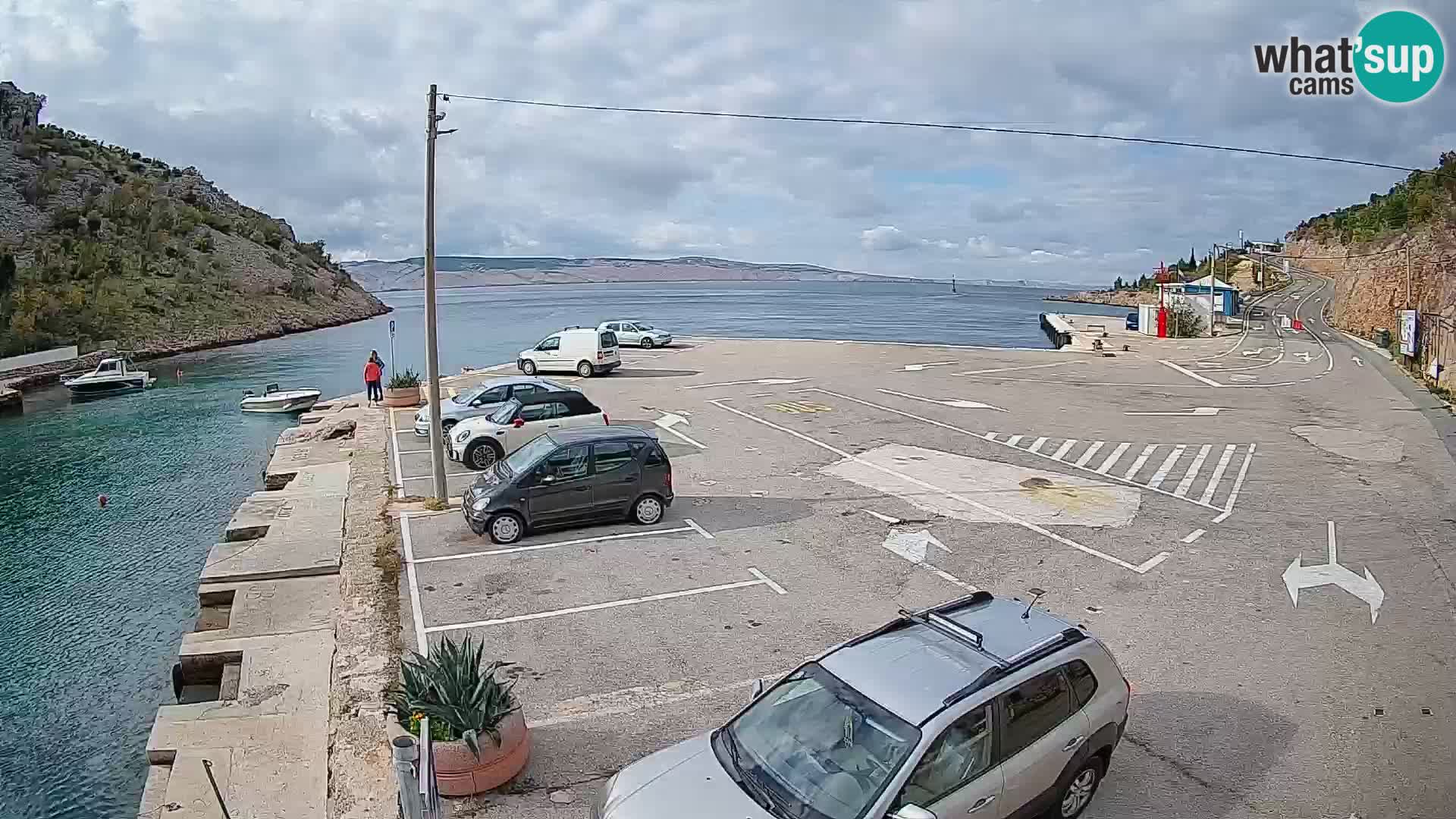 Web kamera trajektna luka Prizna – prema otoku Pag