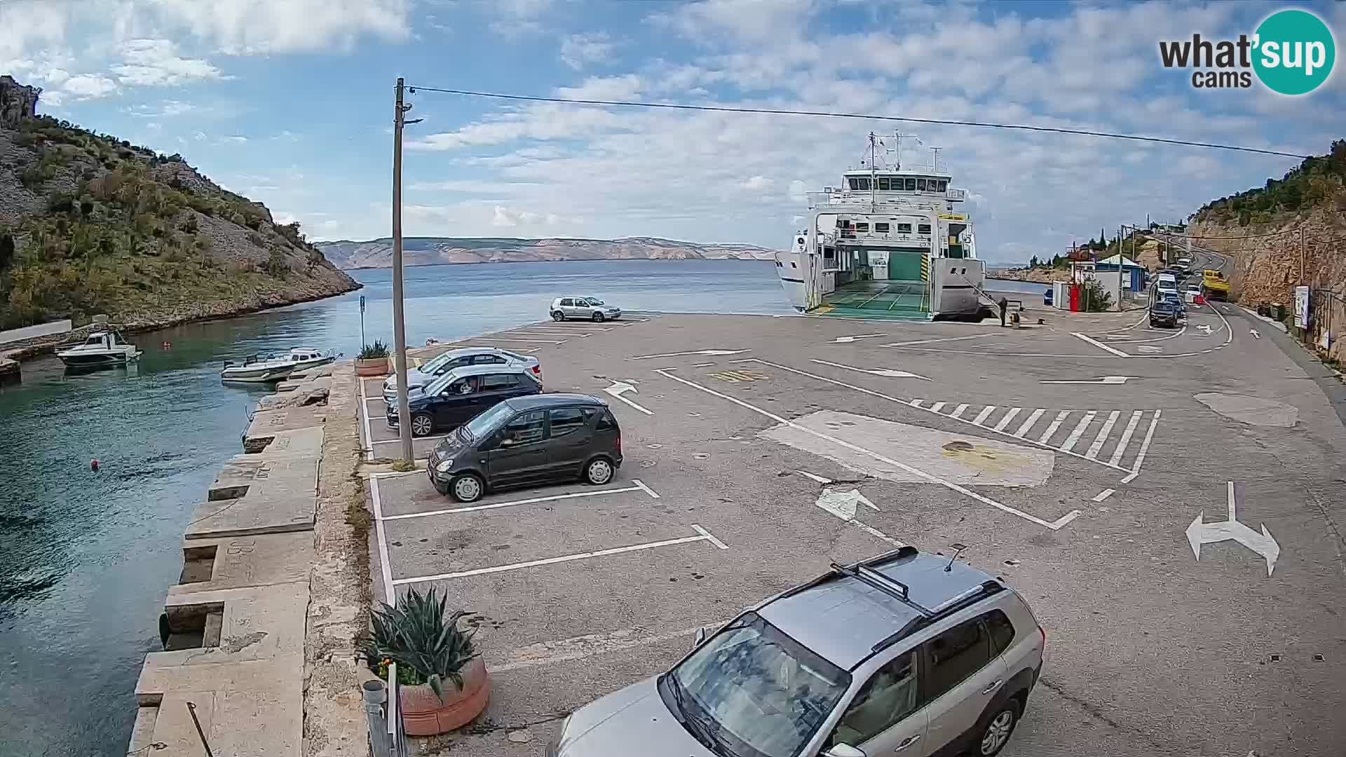 Webcam Fährhafen Prizna – zur Insel Pag