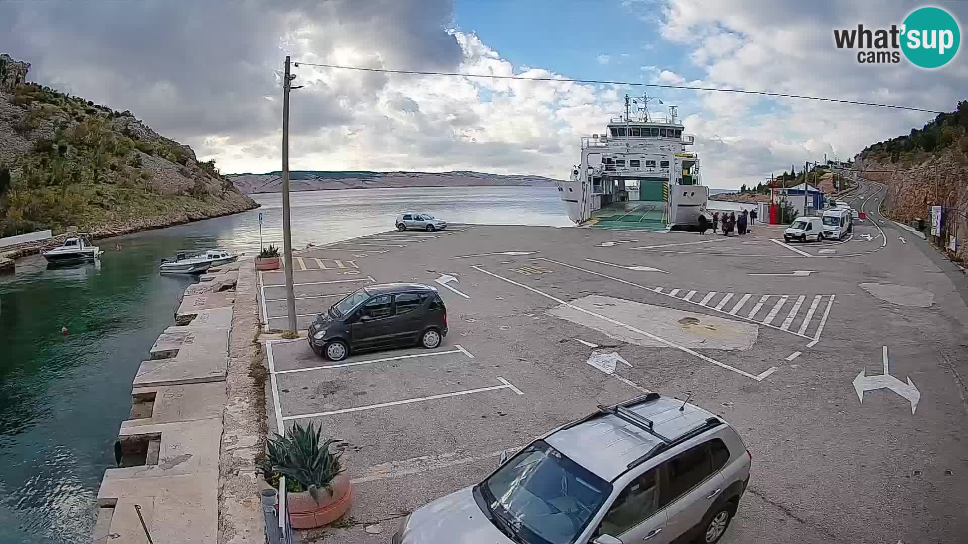 Webcam port de ferry de Prizna – vers l’île de Pag