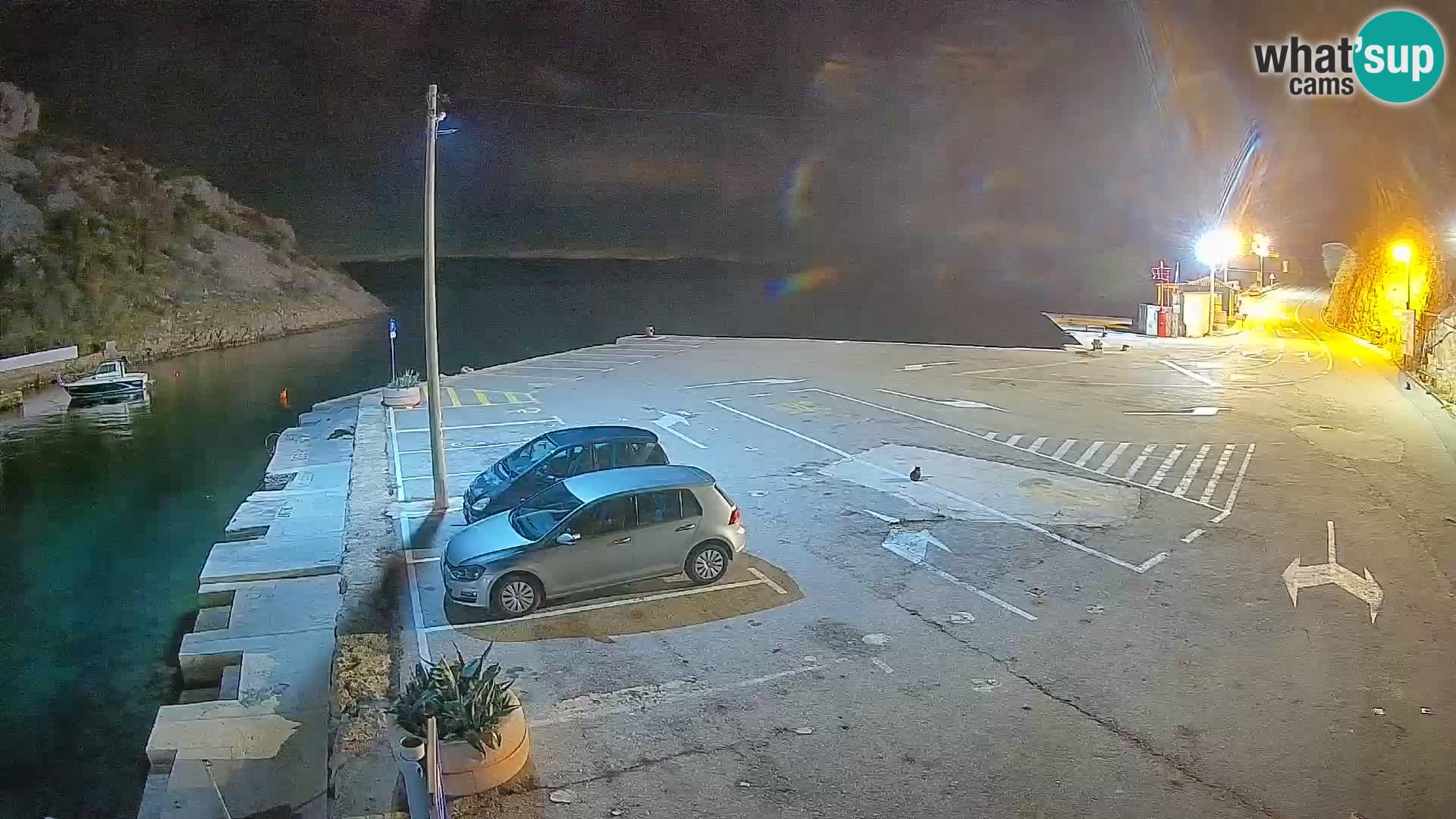 Webcam del puerto de ferris de Prizna – hacia la isla de Pag