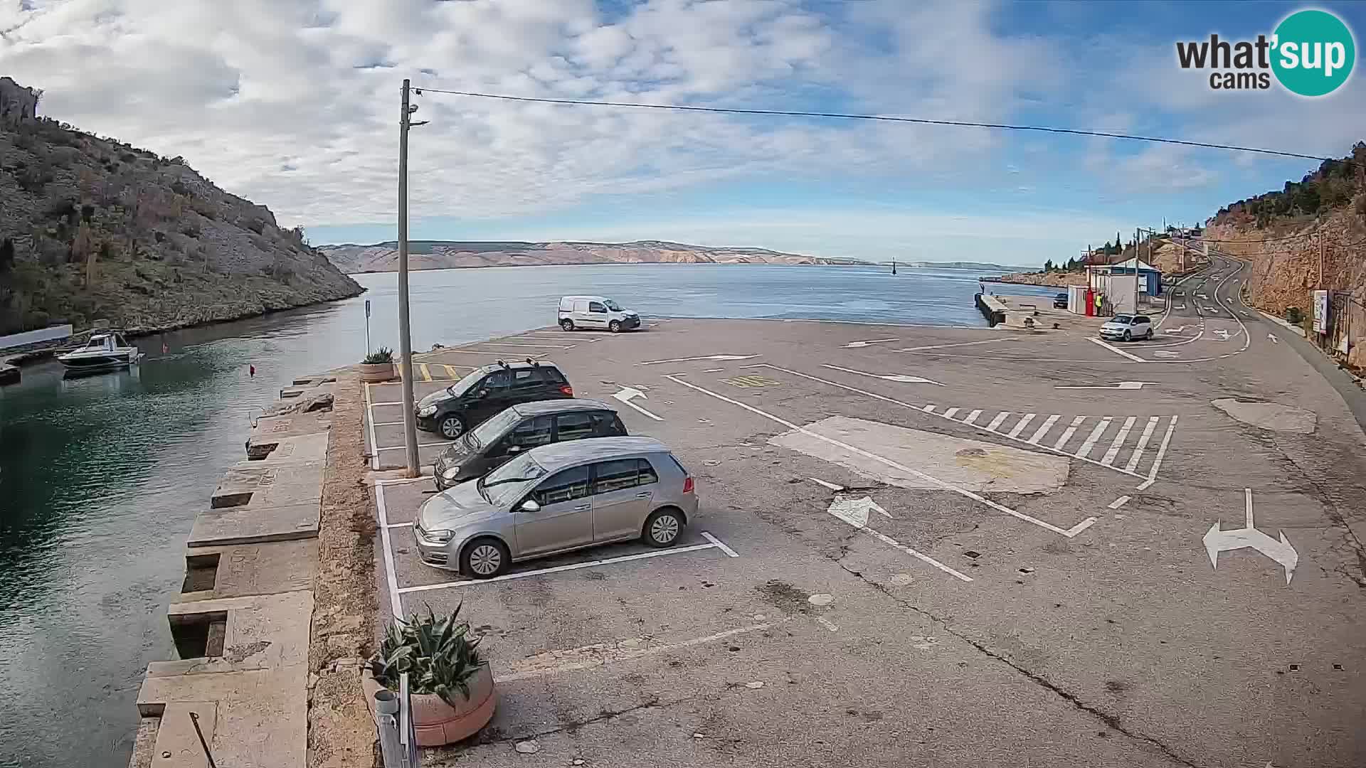 Webcam port de ferry de Prizna – vers l’île de Pag
