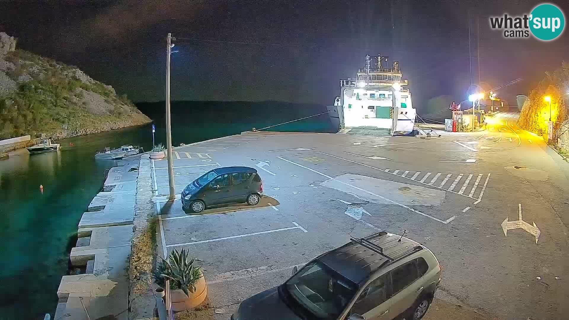 Webcam del puerto de ferris de Prizna – hacia la isla de Pag