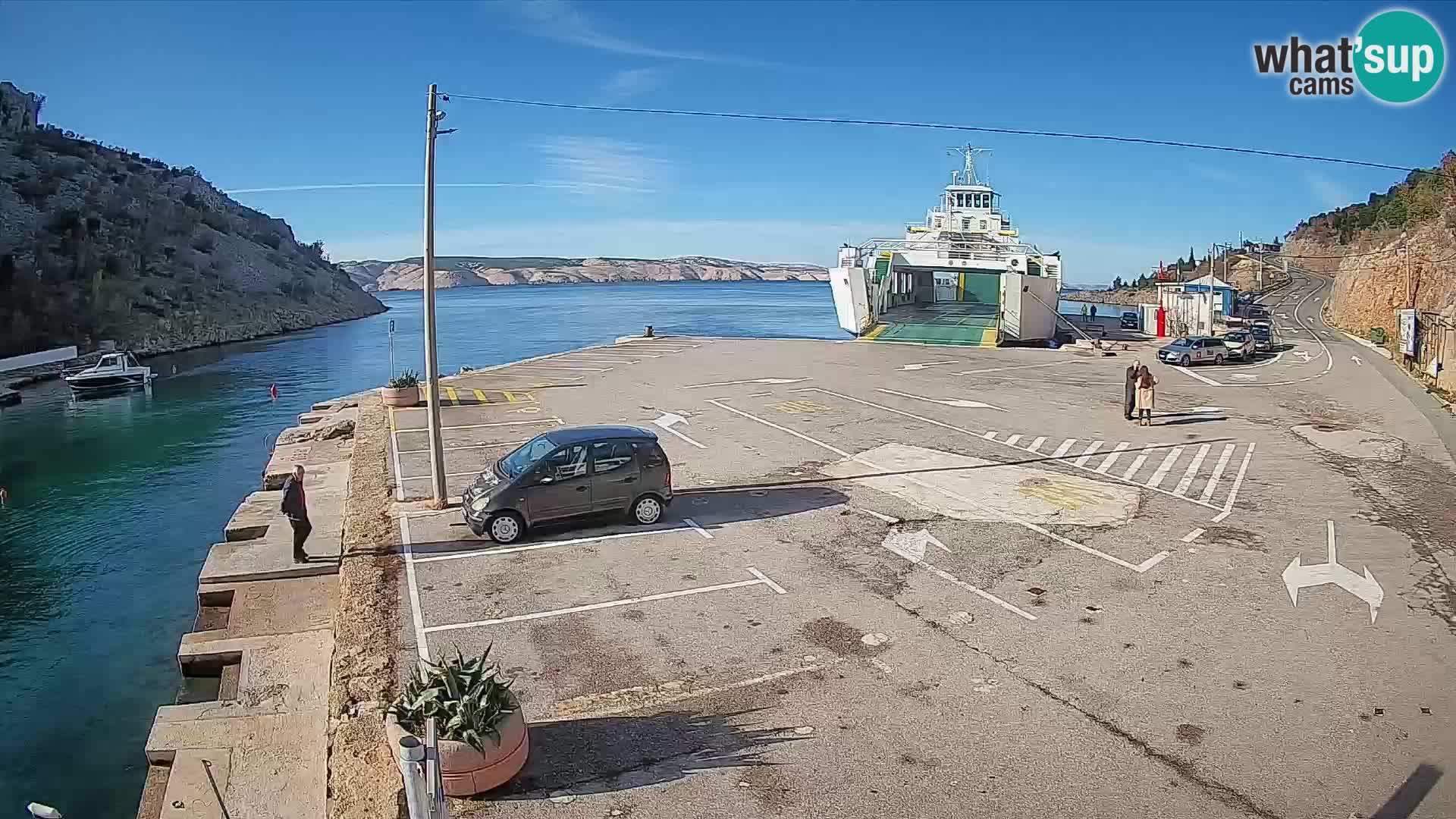 Webcam port de ferry de Prizna – vers l’île de Pag
