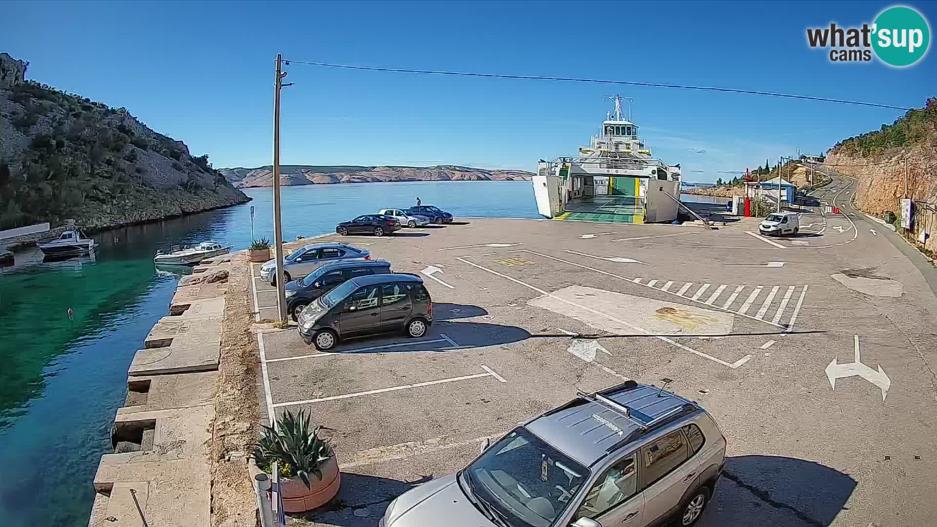 Webcam port de ferry de Prizna – vers l’île de Pag