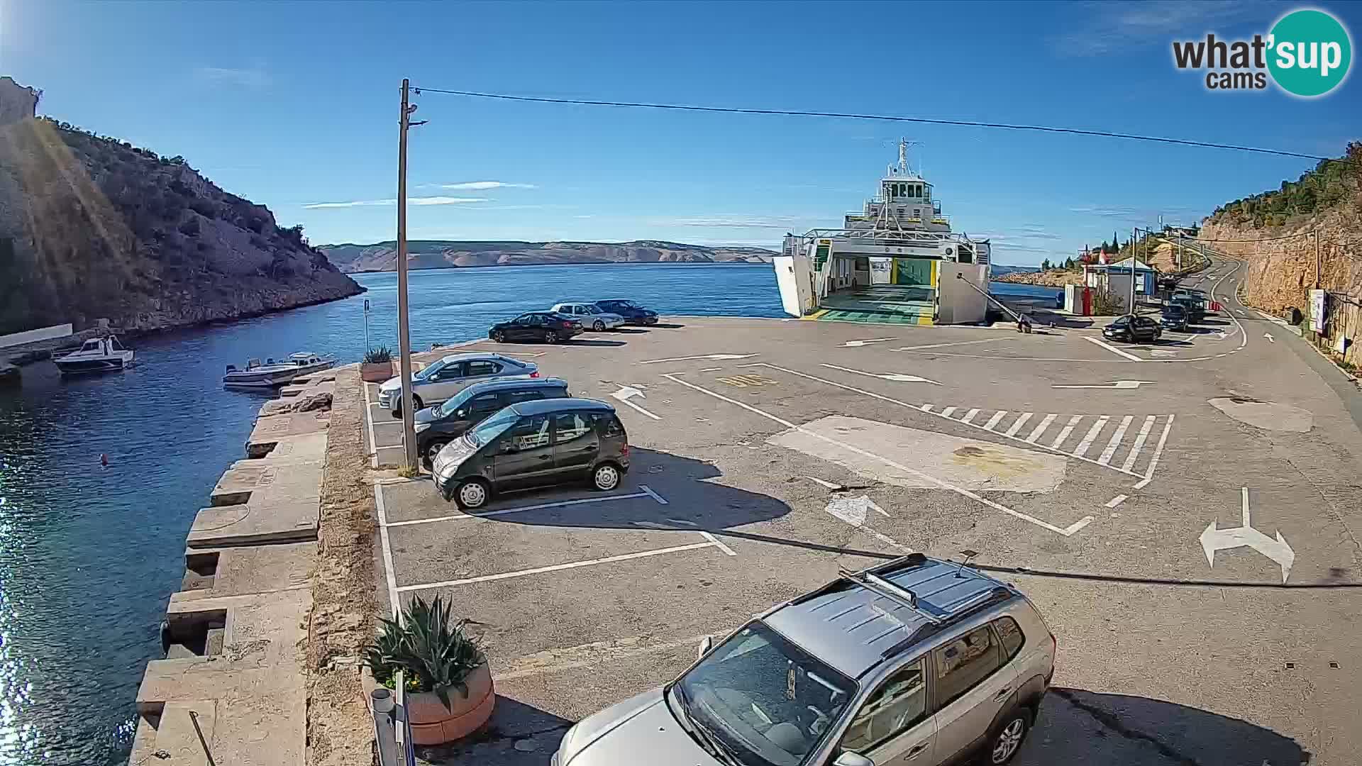 Webcam port de ferry de Prizna – vers l’île de Pag