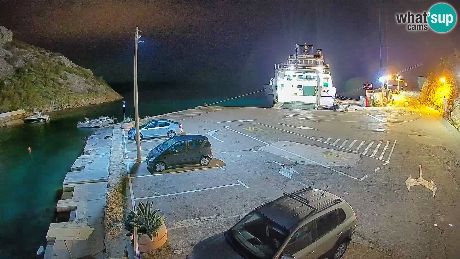 Webcam del puerto de ferris de Prizna – hacia la isla de Pag