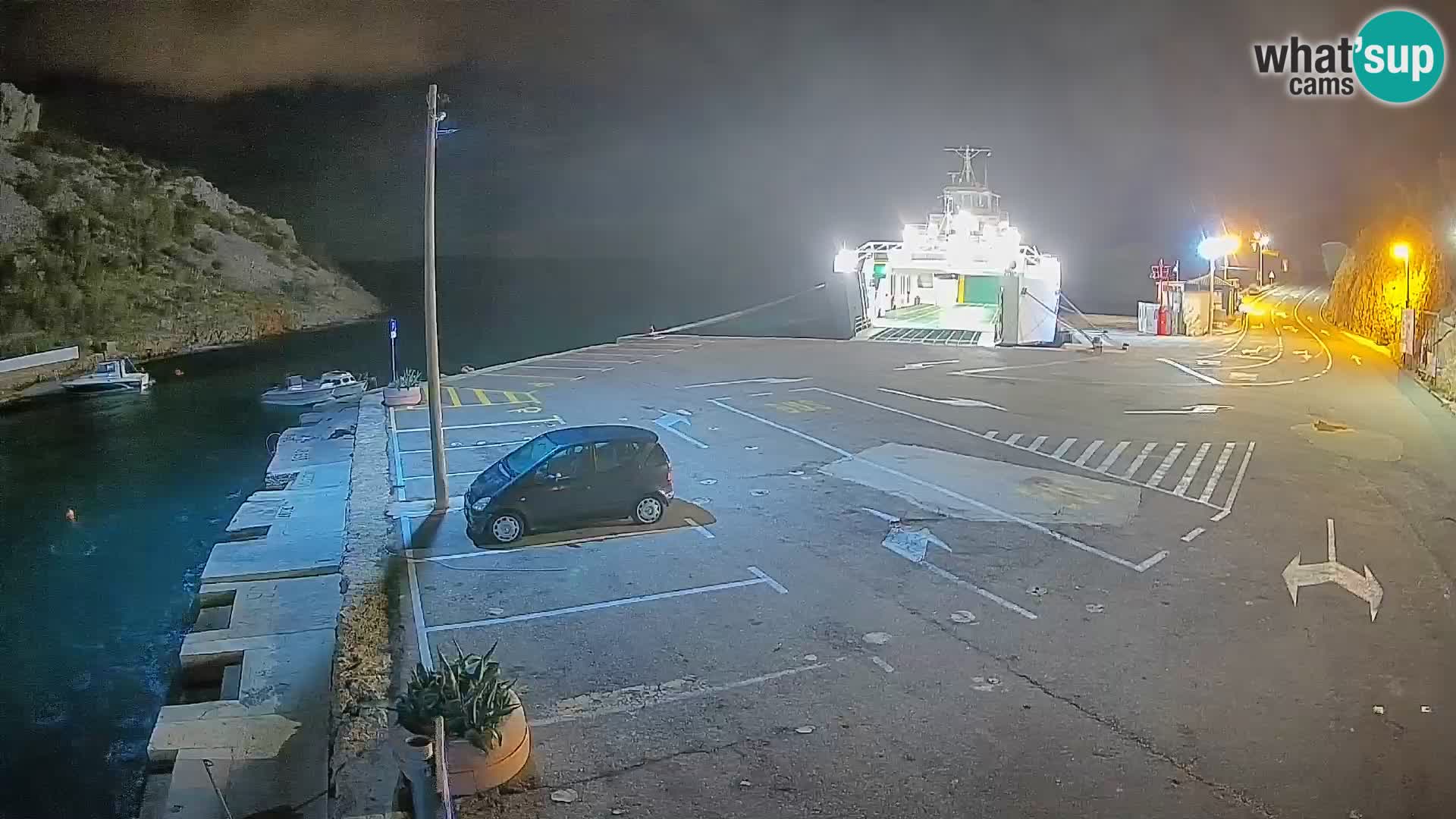 Web kamera trajektna luka Prizna – prema otoku Pag