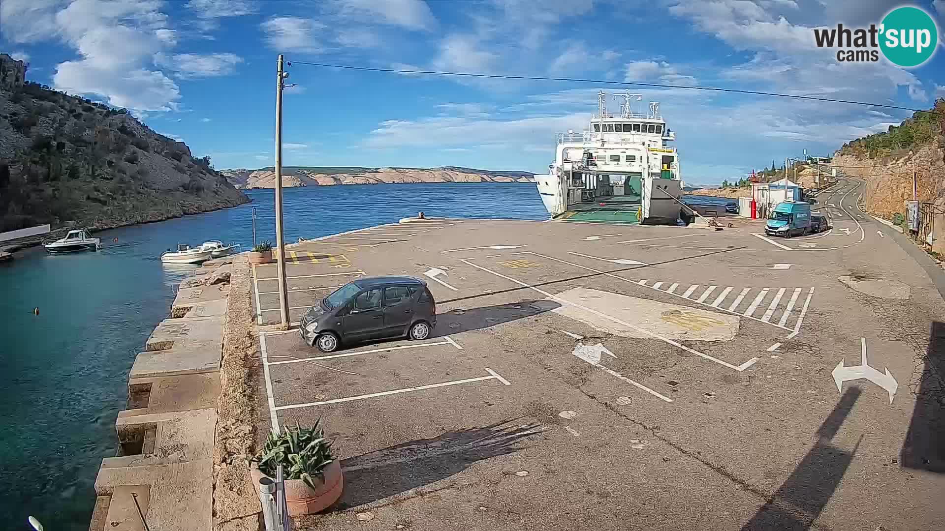 Webcam port de ferry de Prizna – vers l’île de Pag