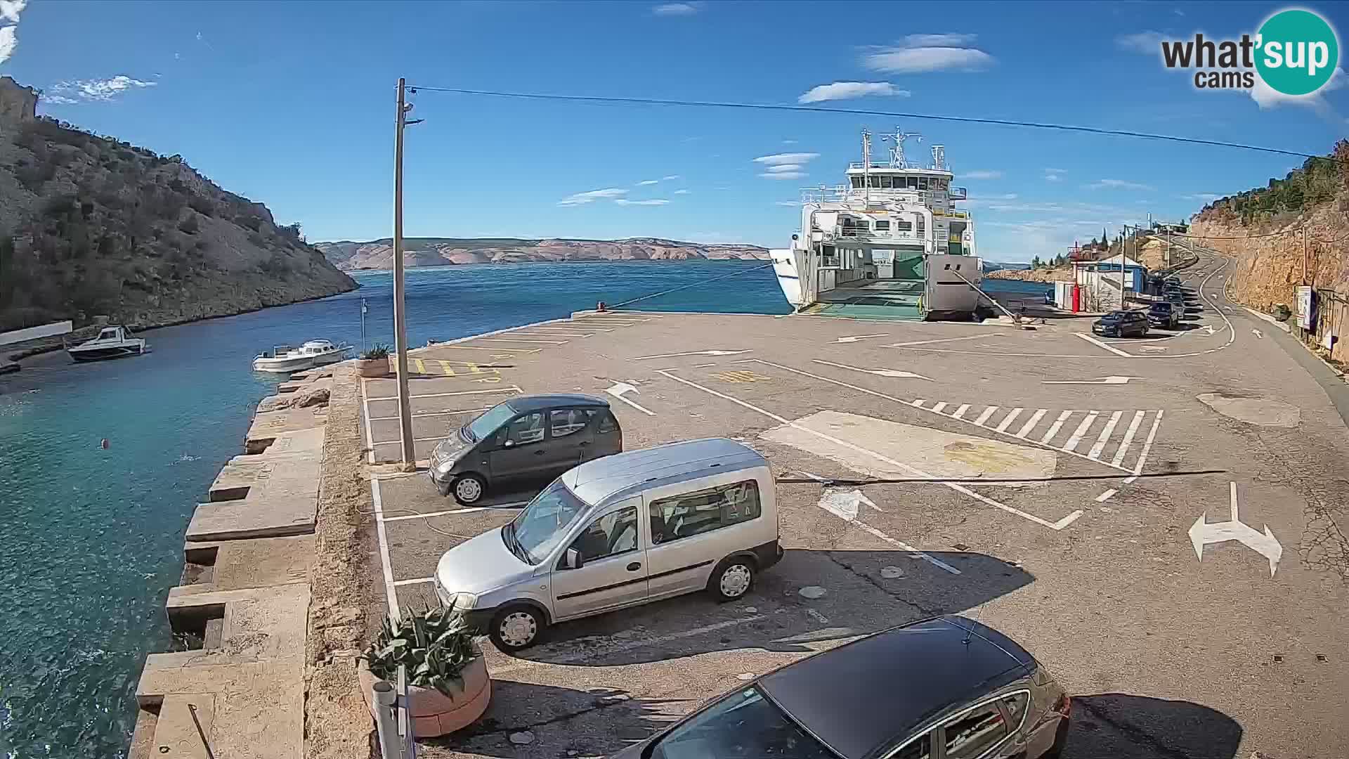 Webcam Fährhafen Prizna – zur Insel Pag
