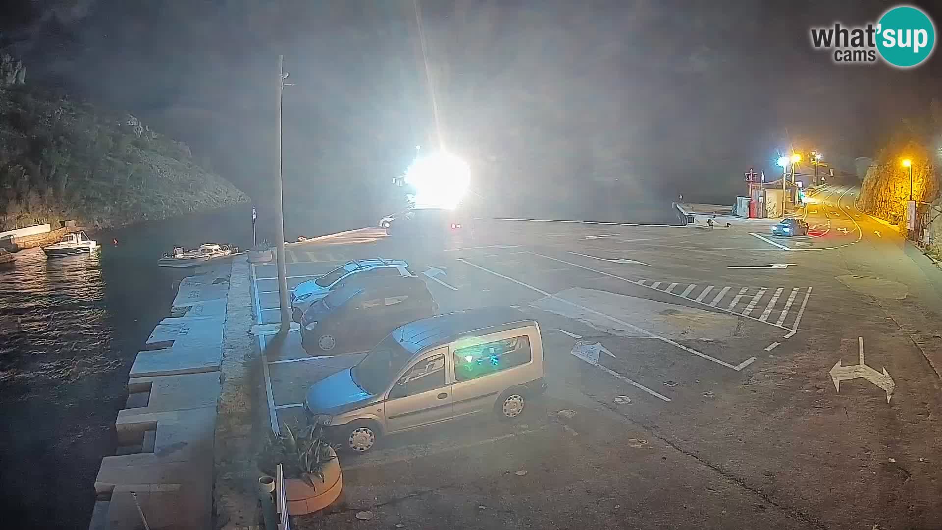 Webcam del puerto de ferris de Prizna – hacia la isla de Pag