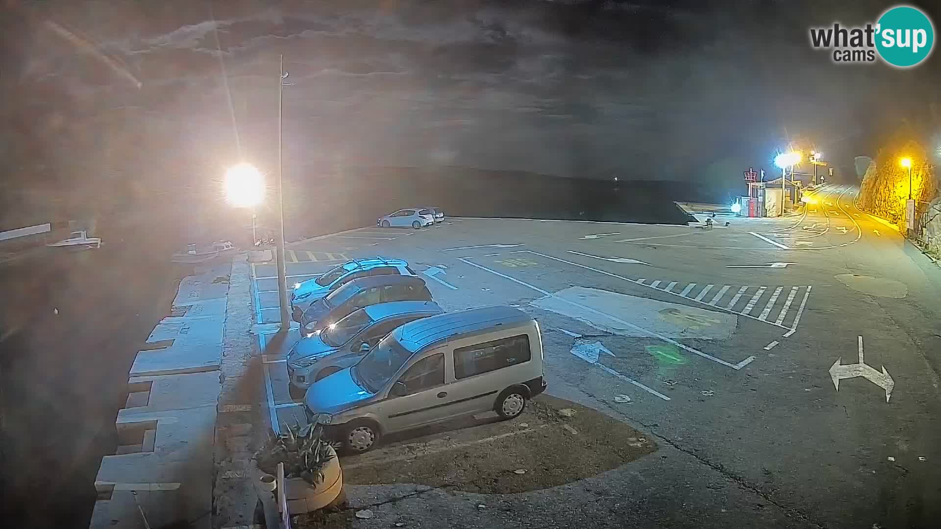 Webcam del puerto de ferris de Prizna – hacia la isla de Pag