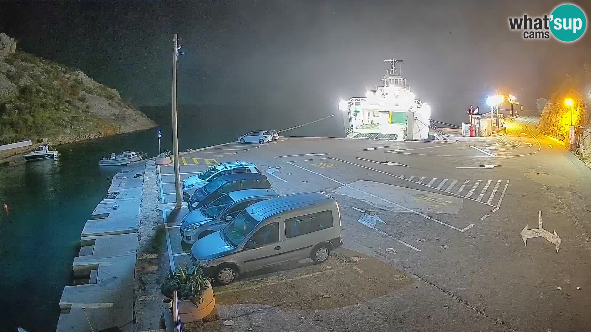 Webcam del puerto de ferris de Prizna – hacia la isla de Pag