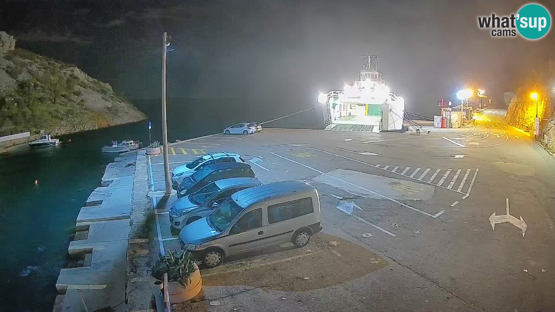 Webcam del puerto de ferris de Prizna – hacia la isla de Pag