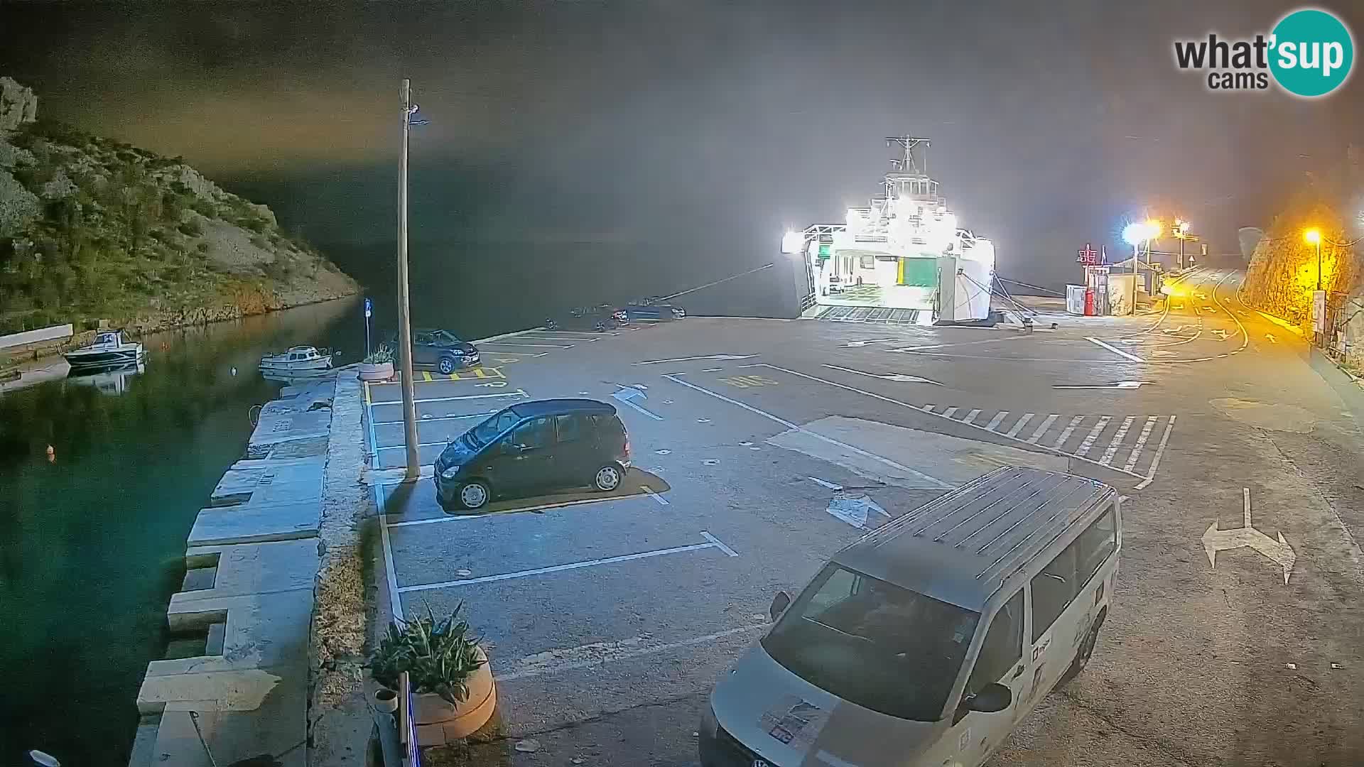 Web kamera trajektna luka Prizna – prema otoku Pag