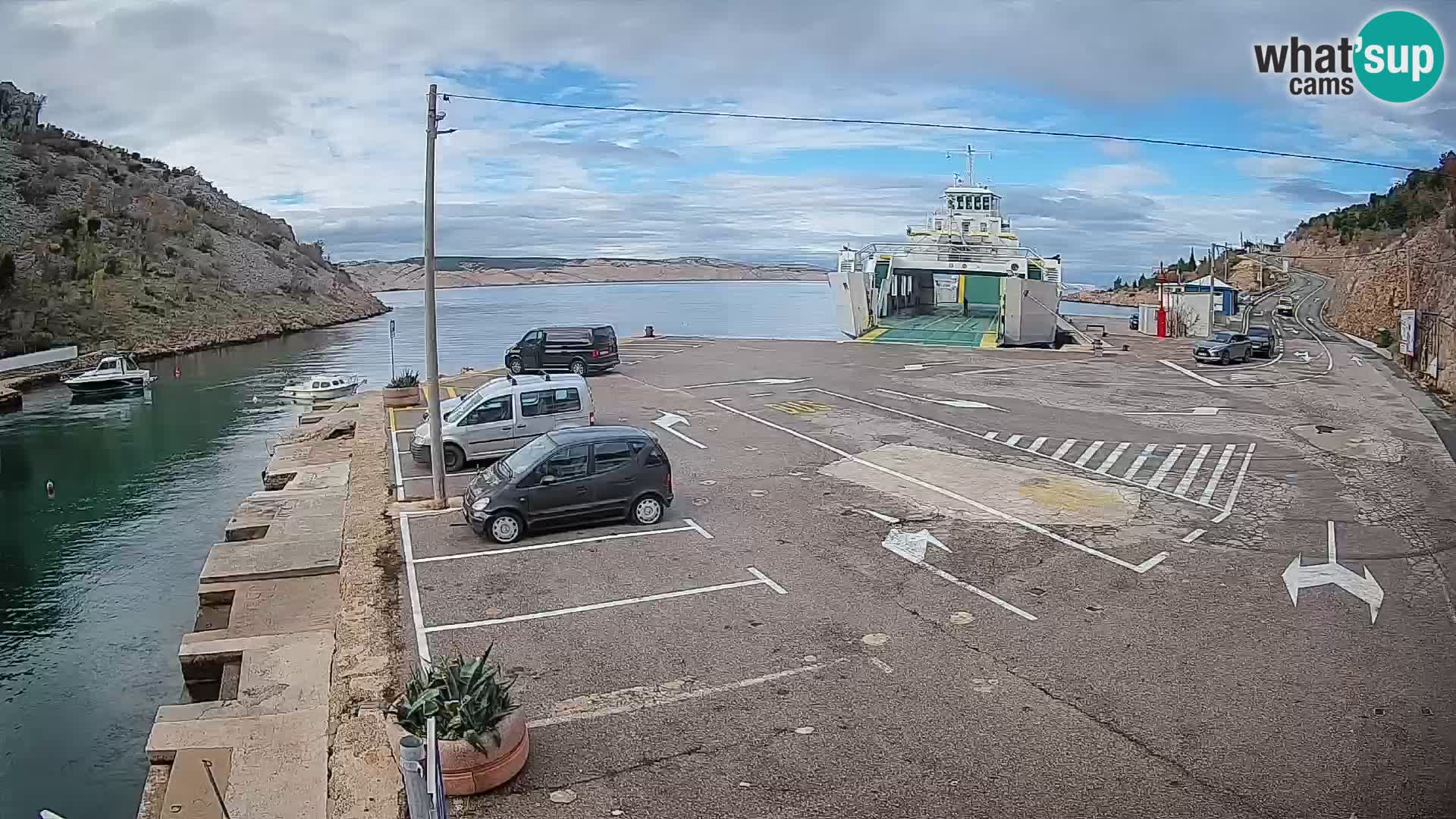 Webcam port de ferry de Prizna – vers l’île de Pag