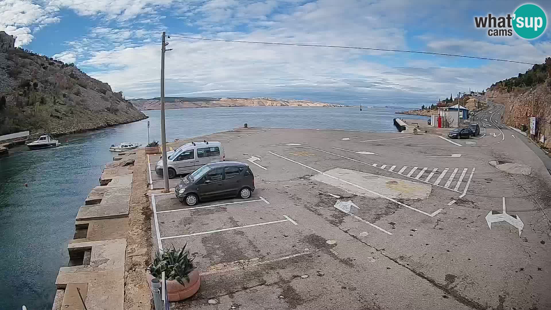 Webcam port de ferry de Prizna – vers l’île de Pag