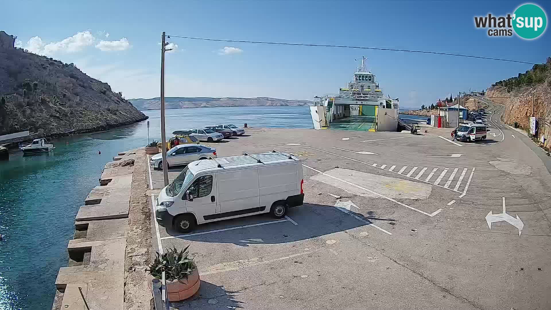 Webcam Fährhafen Prizna – zur Insel Pag