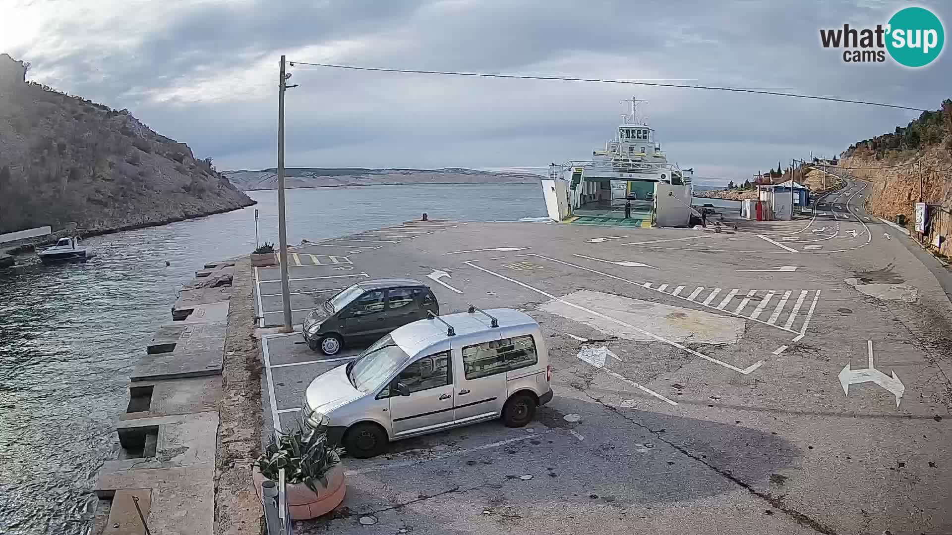 Webcam port de ferry de Prizna – vers l’île de Pag