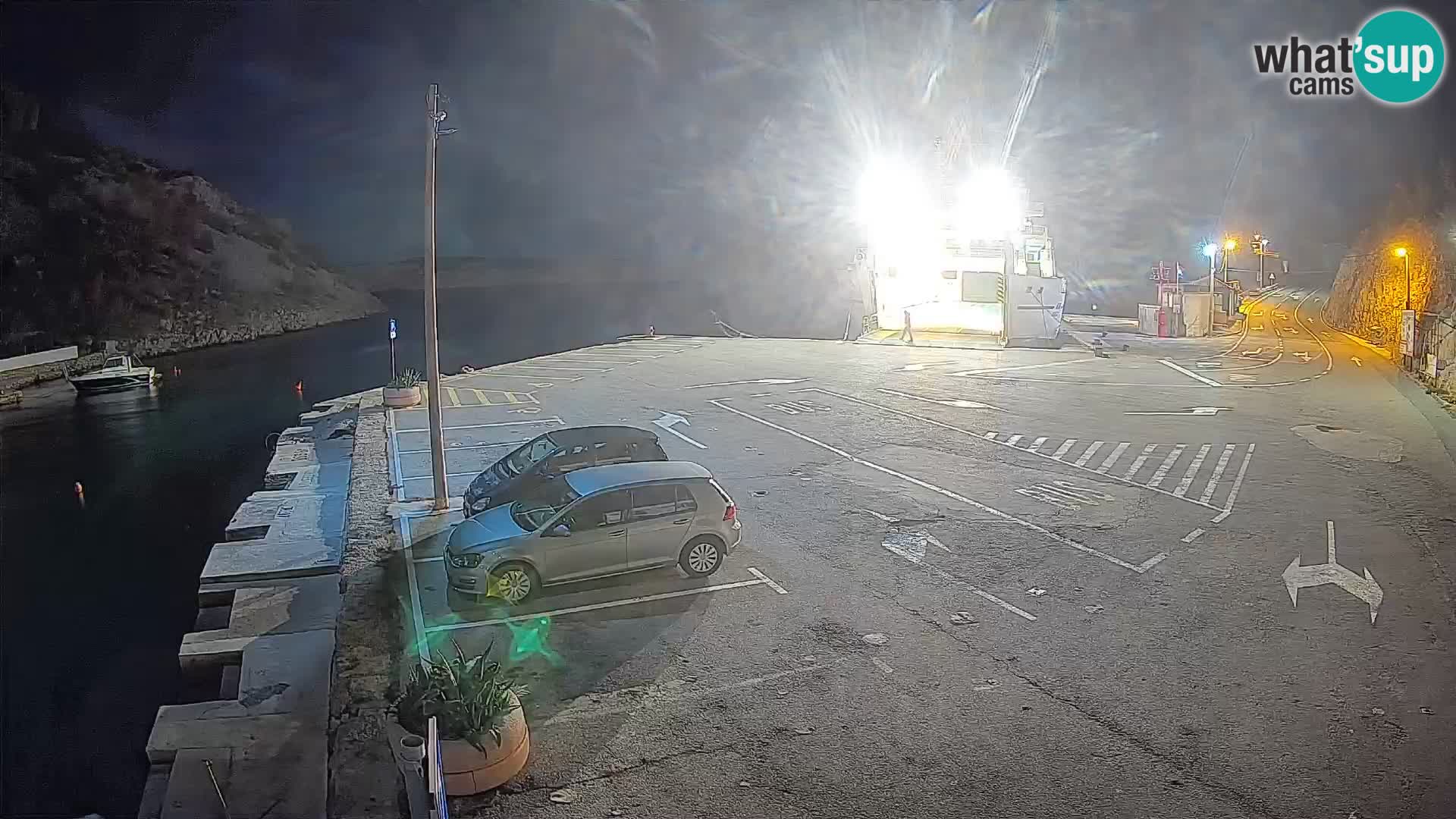 Webcam del puerto de ferris de Prizna – hacia la isla de Pag