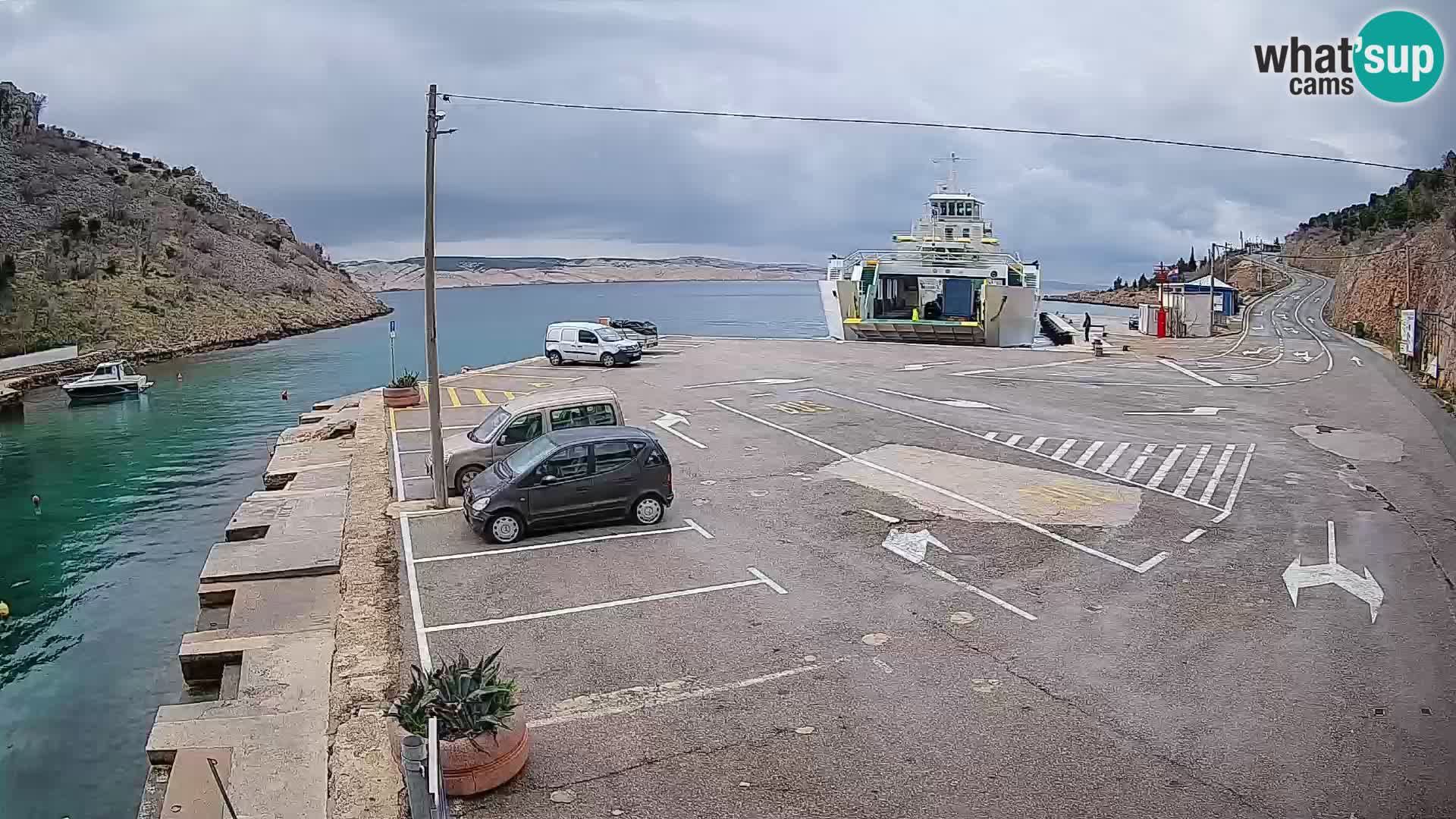 Webcam port de ferry de Prizna – vers l’île de Pag