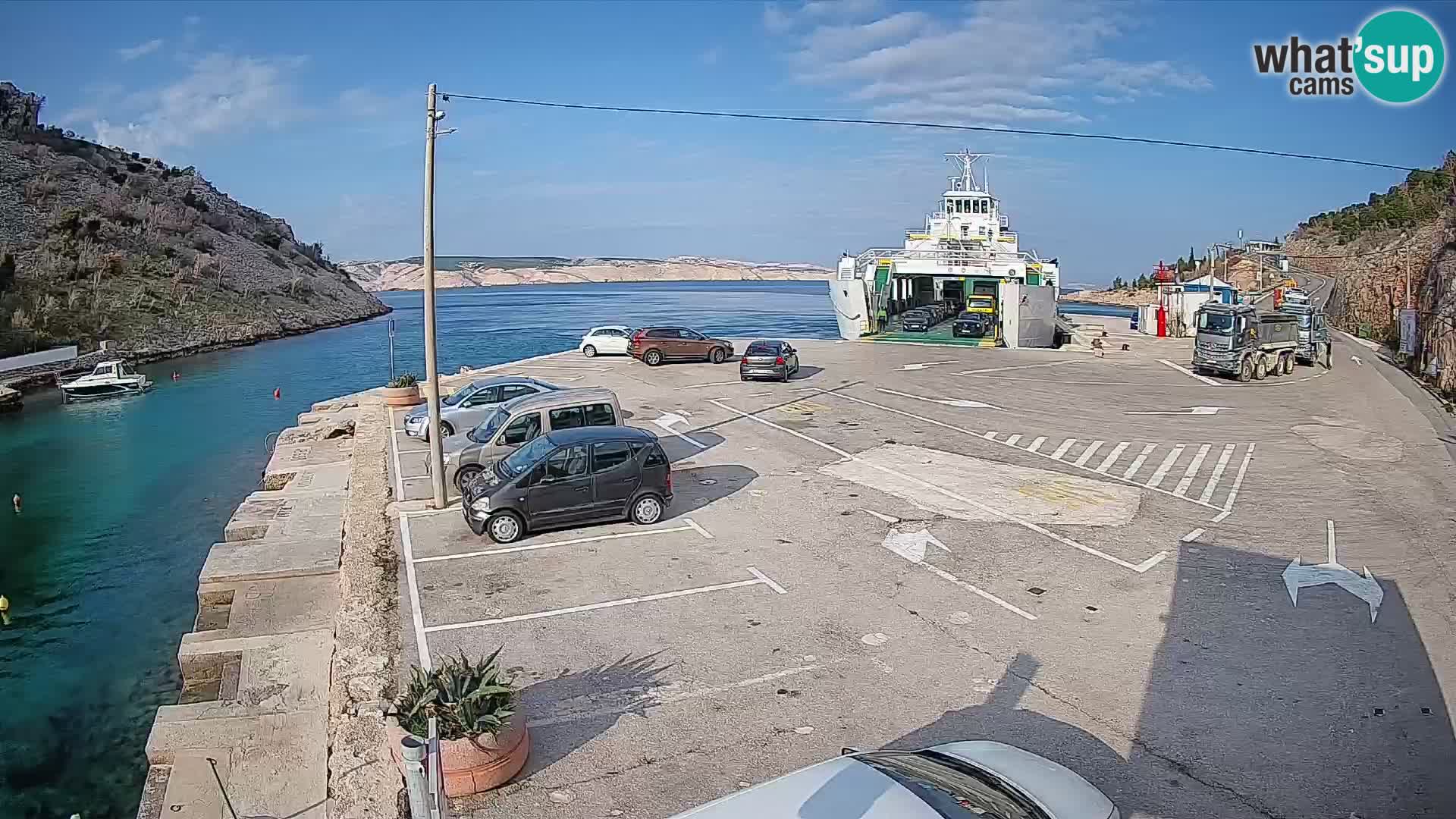 Webcam Fährhafen Prizna – zur Insel Pag