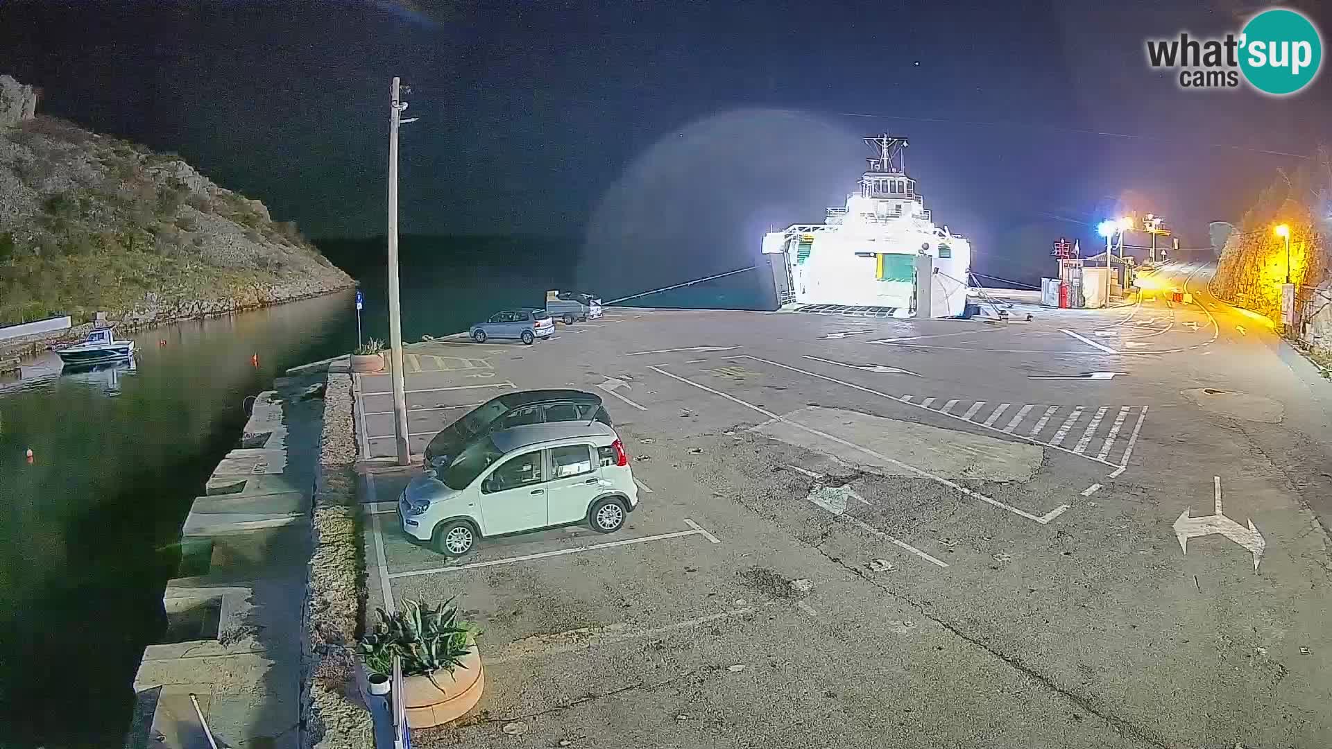 Webcam del puerto de ferris de Prizna – hacia la isla de Pag