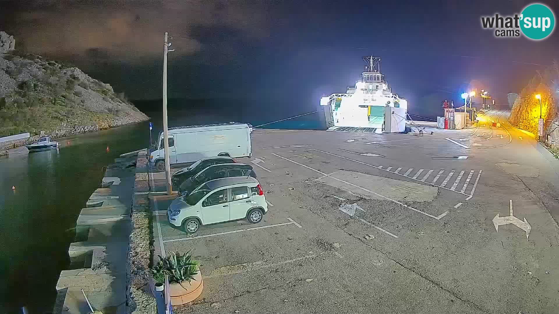 Webcam del puerto de ferris de Prizna – hacia la isla de Pag