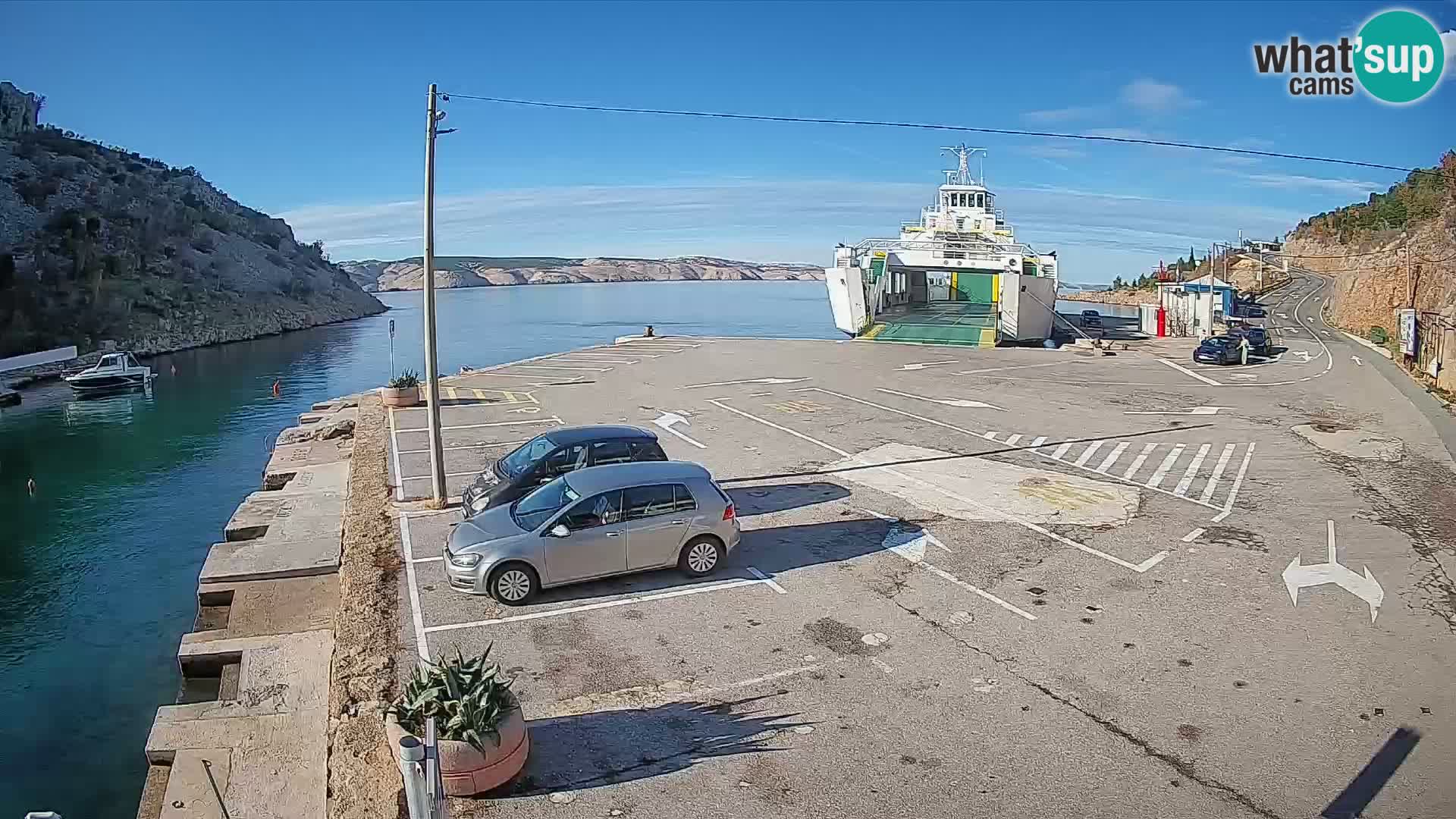 Webcam port de ferry de Prizna – vers l’île de Pag