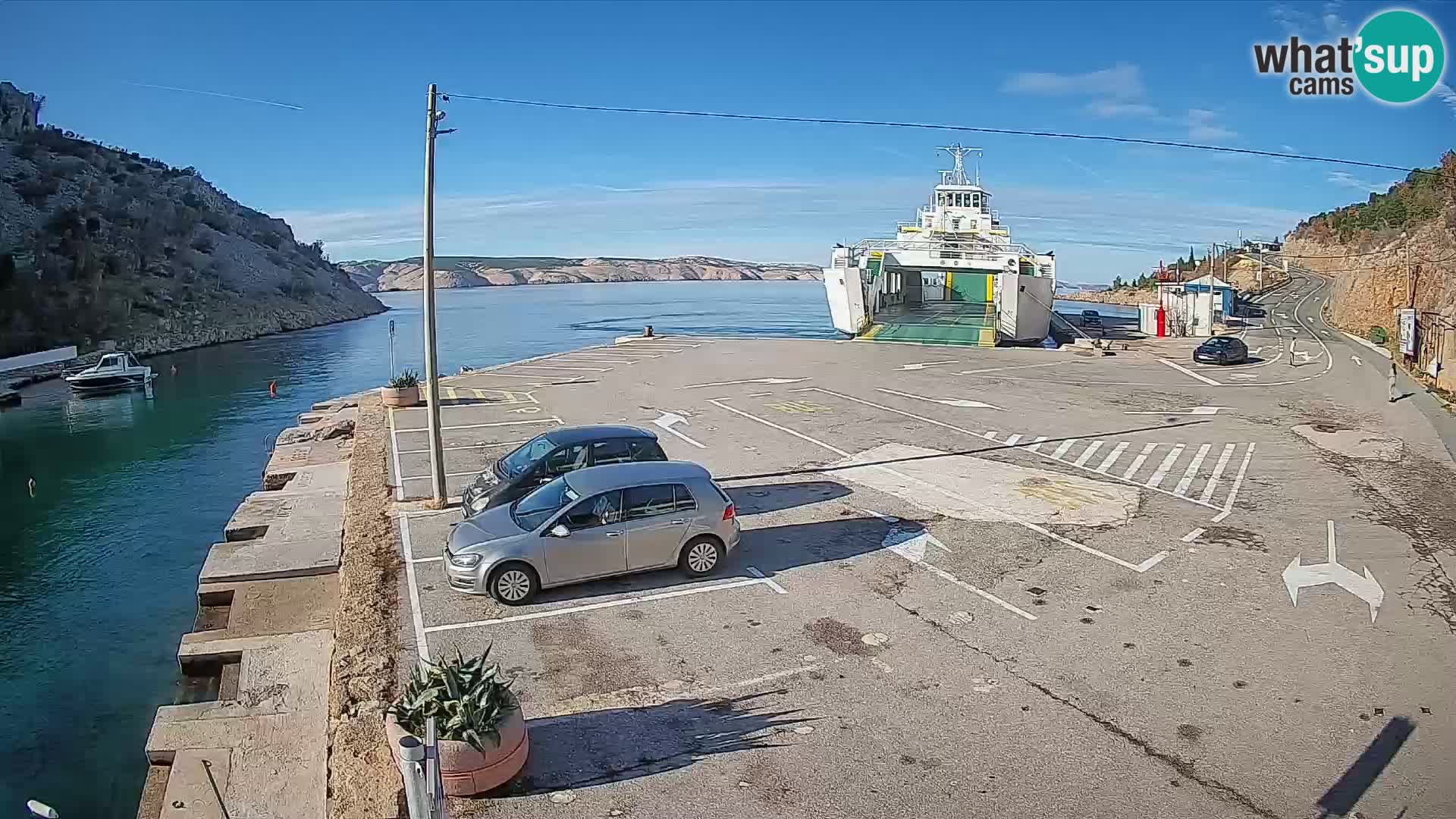 Webcam port de ferry de Prizna – vers l’île de Pag