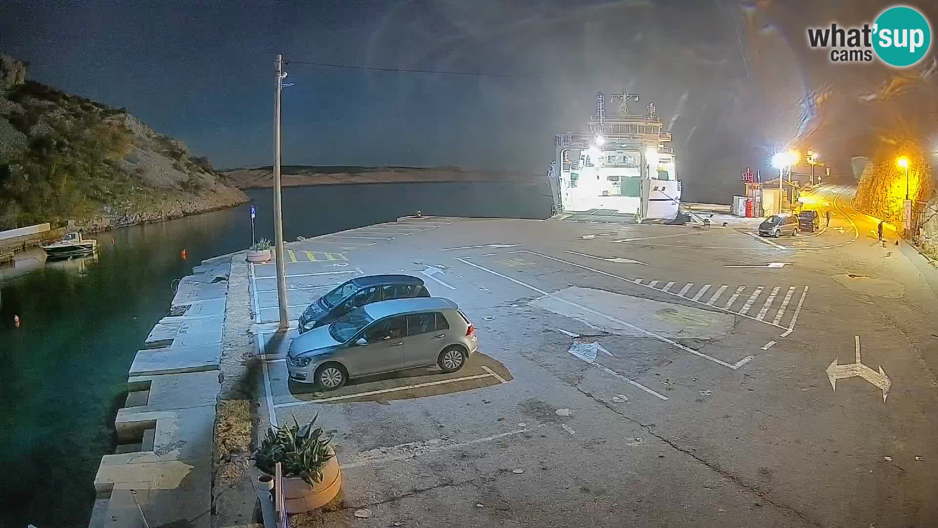 Webcam del puerto de ferris de Prizna – hacia la isla de Pag