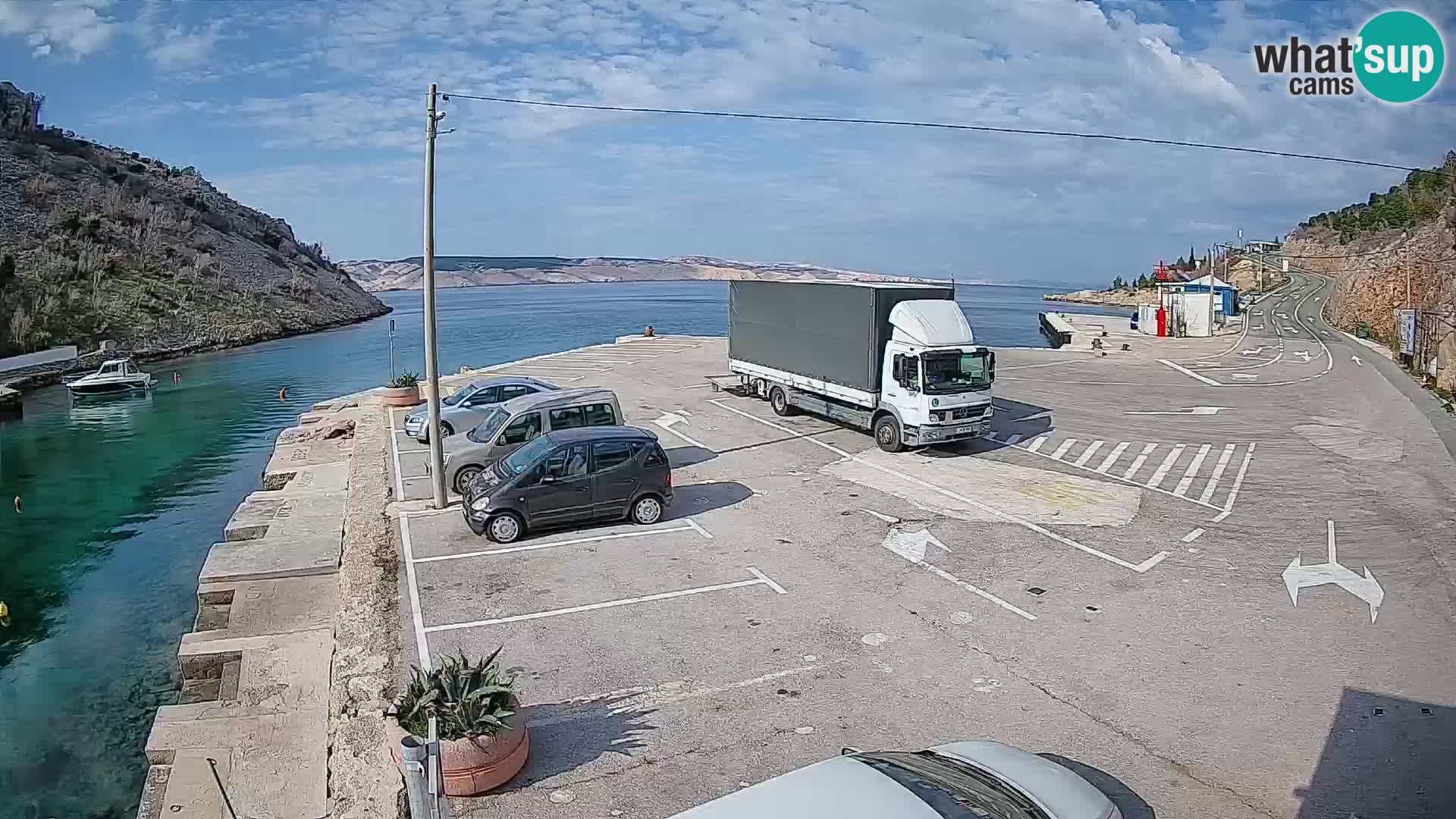 Webcam port de ferry de Prizna – vers l’île de Pag
