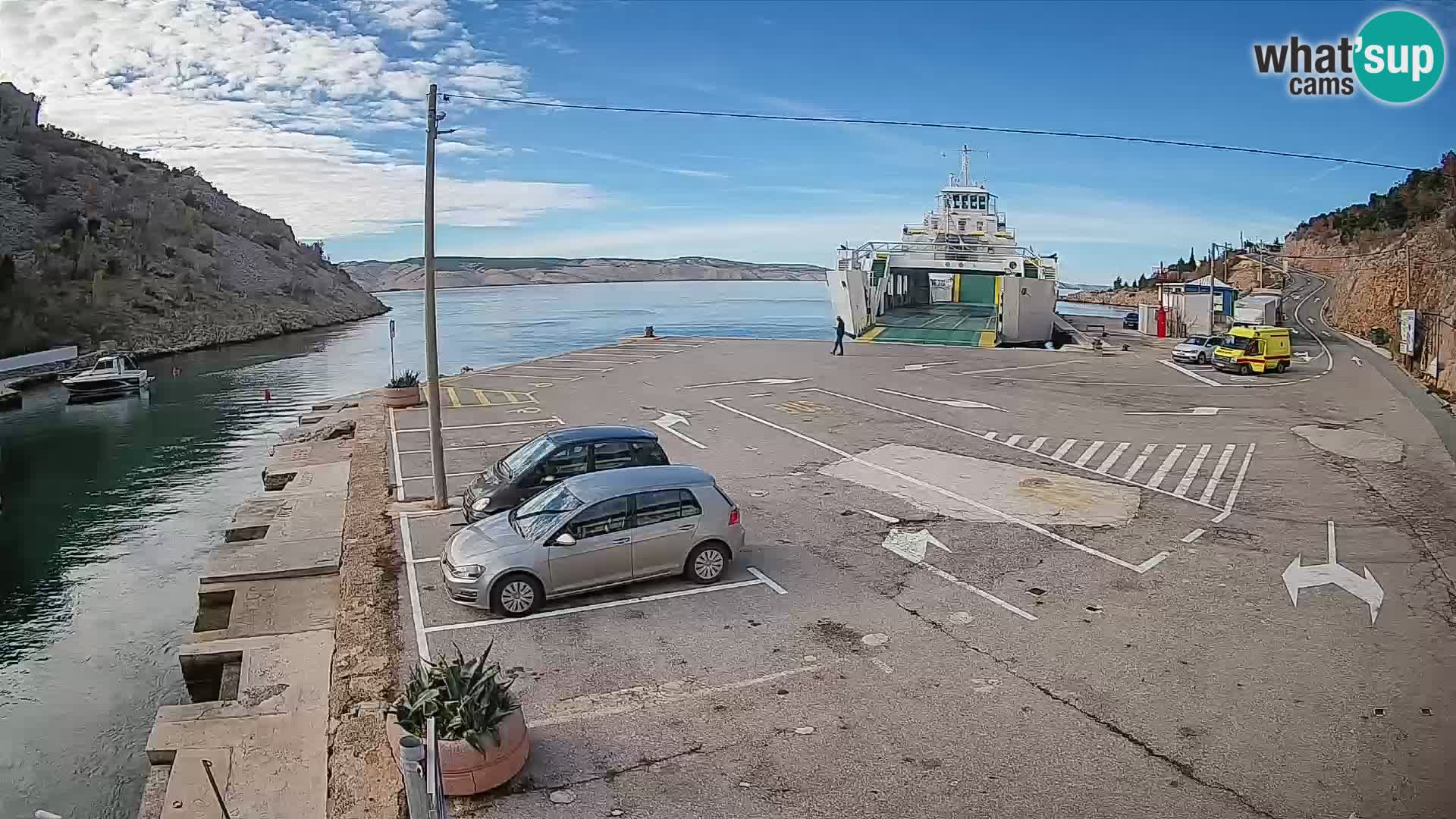 Webcam port de ferry de Prizna – vers l’île de Pag