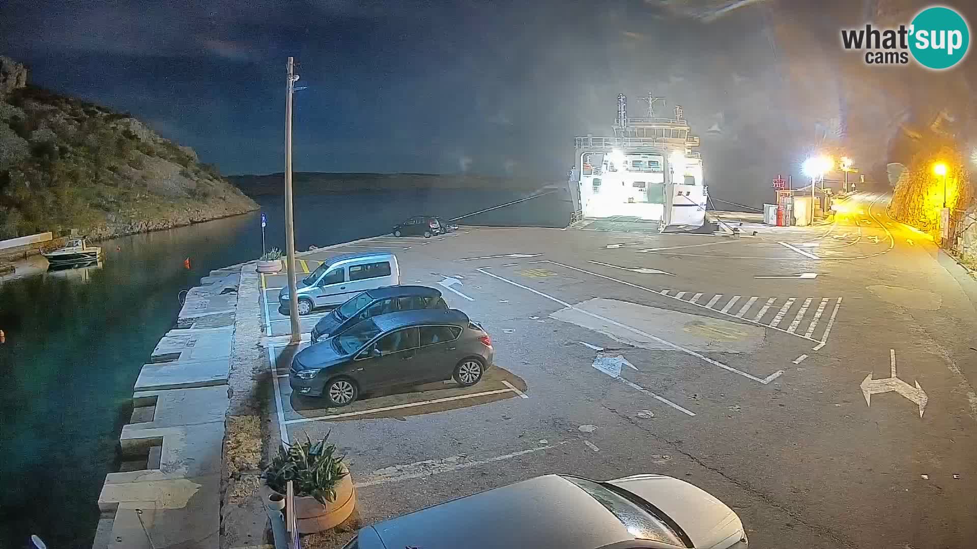 Webcam del puerto de ferris de Prizna – hacia la isla de Pag