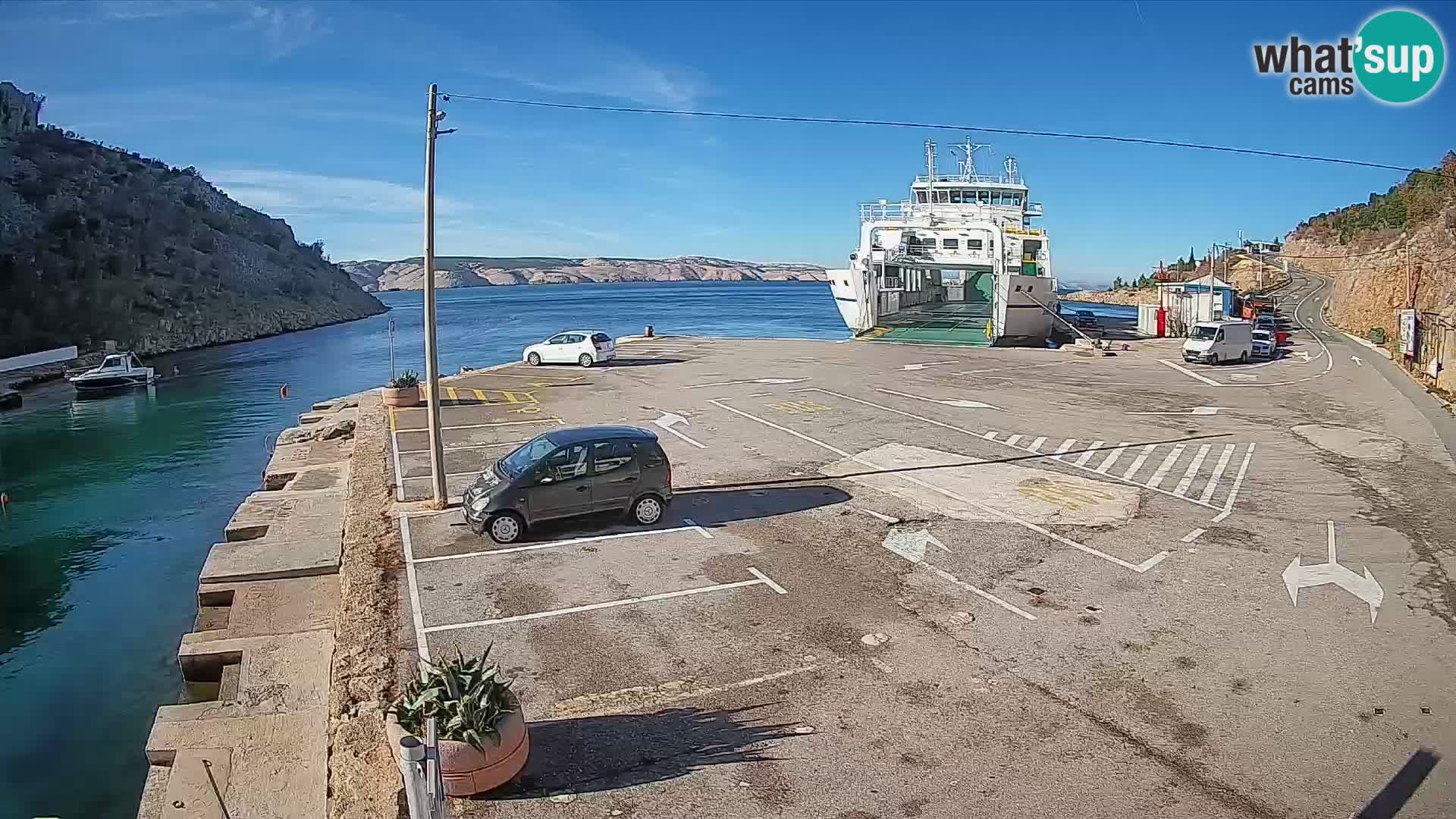 Webcam Prizna ferry port to Pag island