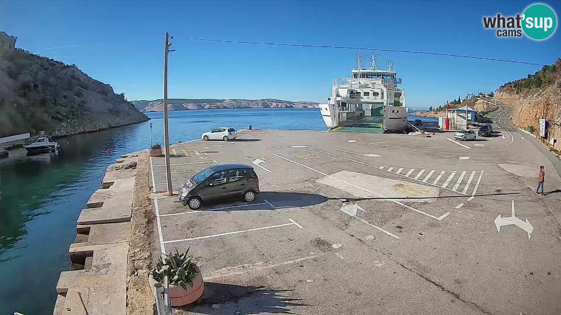 Webcam port de ferry de Prizna – vers l’île de Pag