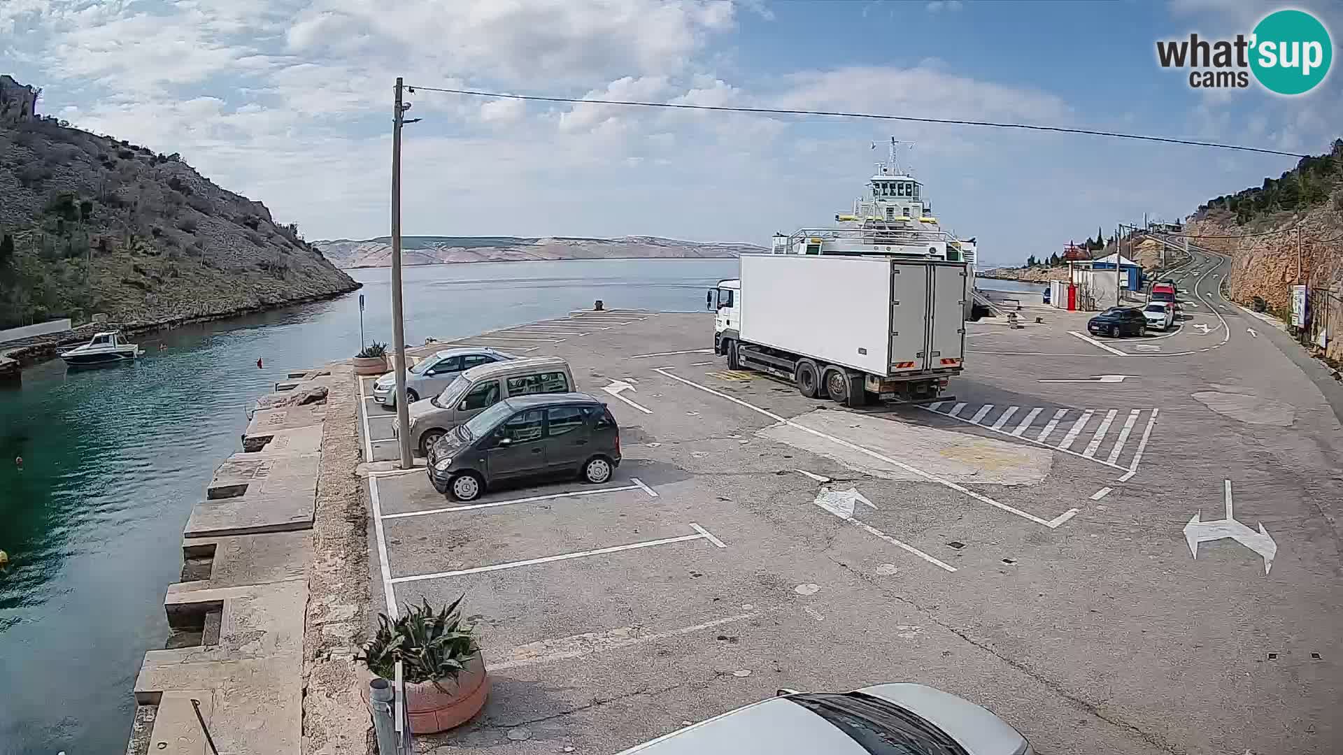 Webcam port de ferry de Prizna – vers l’île de Pag
